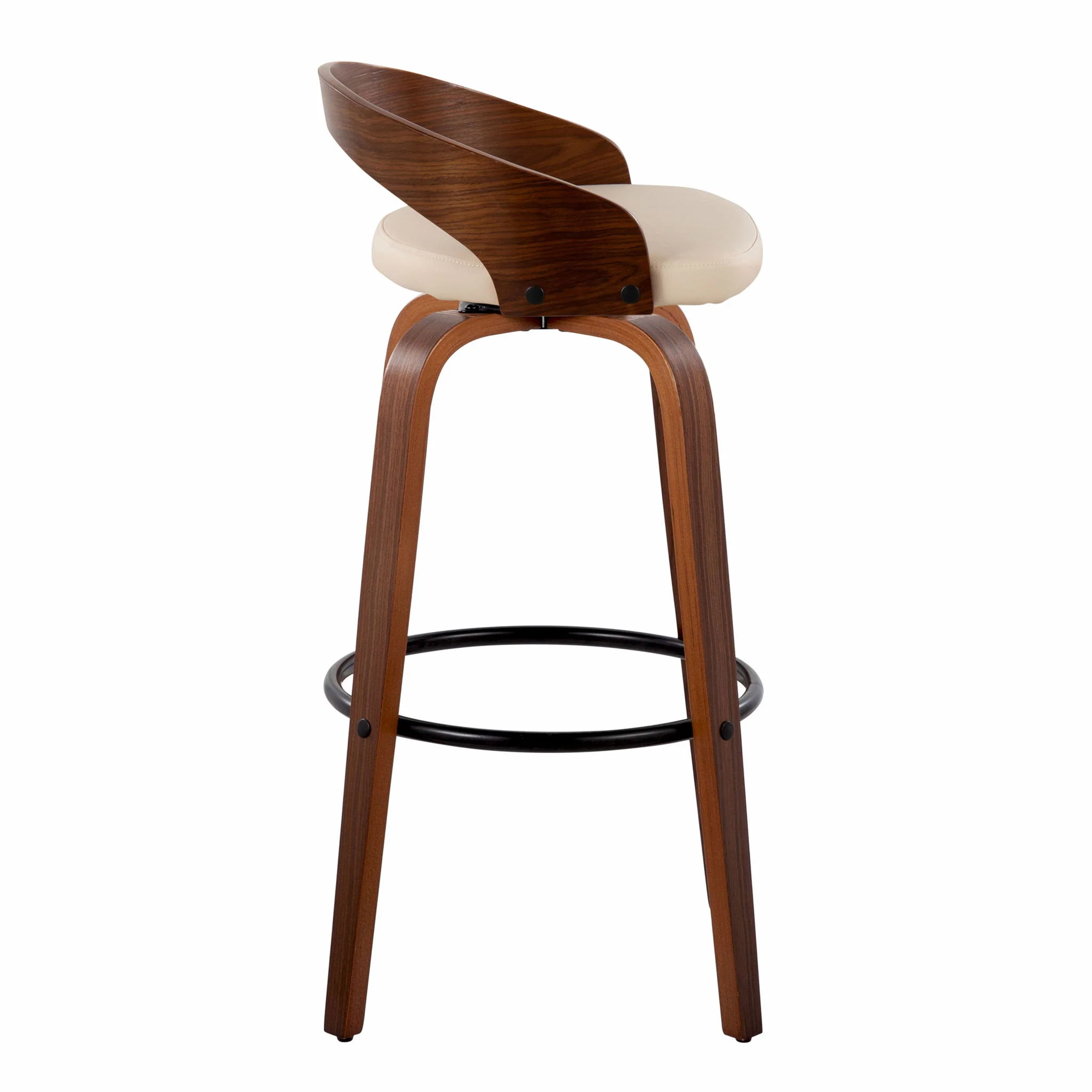 Grotto - Mid Century Modern Fixed Height Barstool & Swivel With Round Footrest (Set of 2) - Image 3