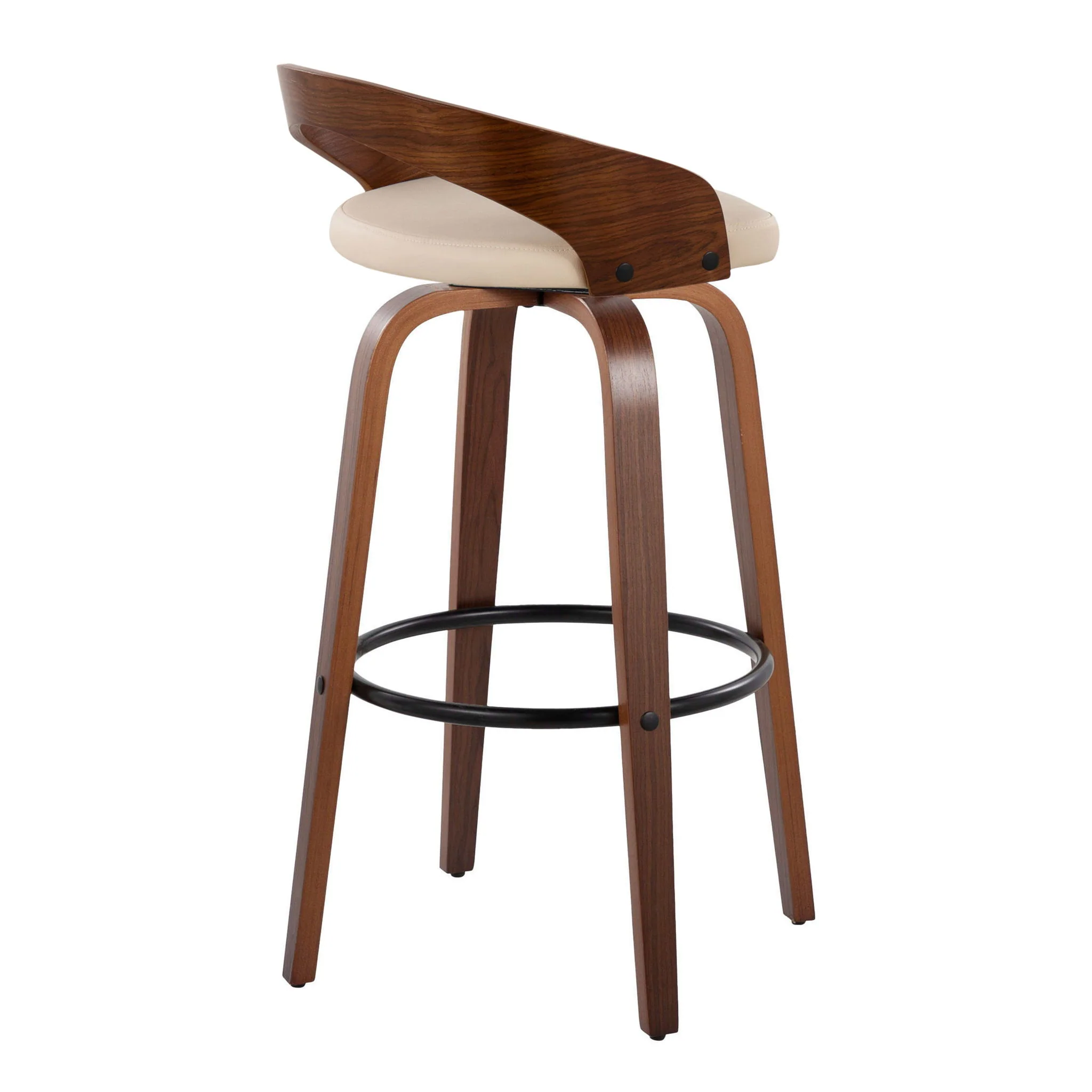 Grotto - Mid Century Modern Fixed Height Barstool & Swivel With Round Footrest (Set of 2) - Image 4