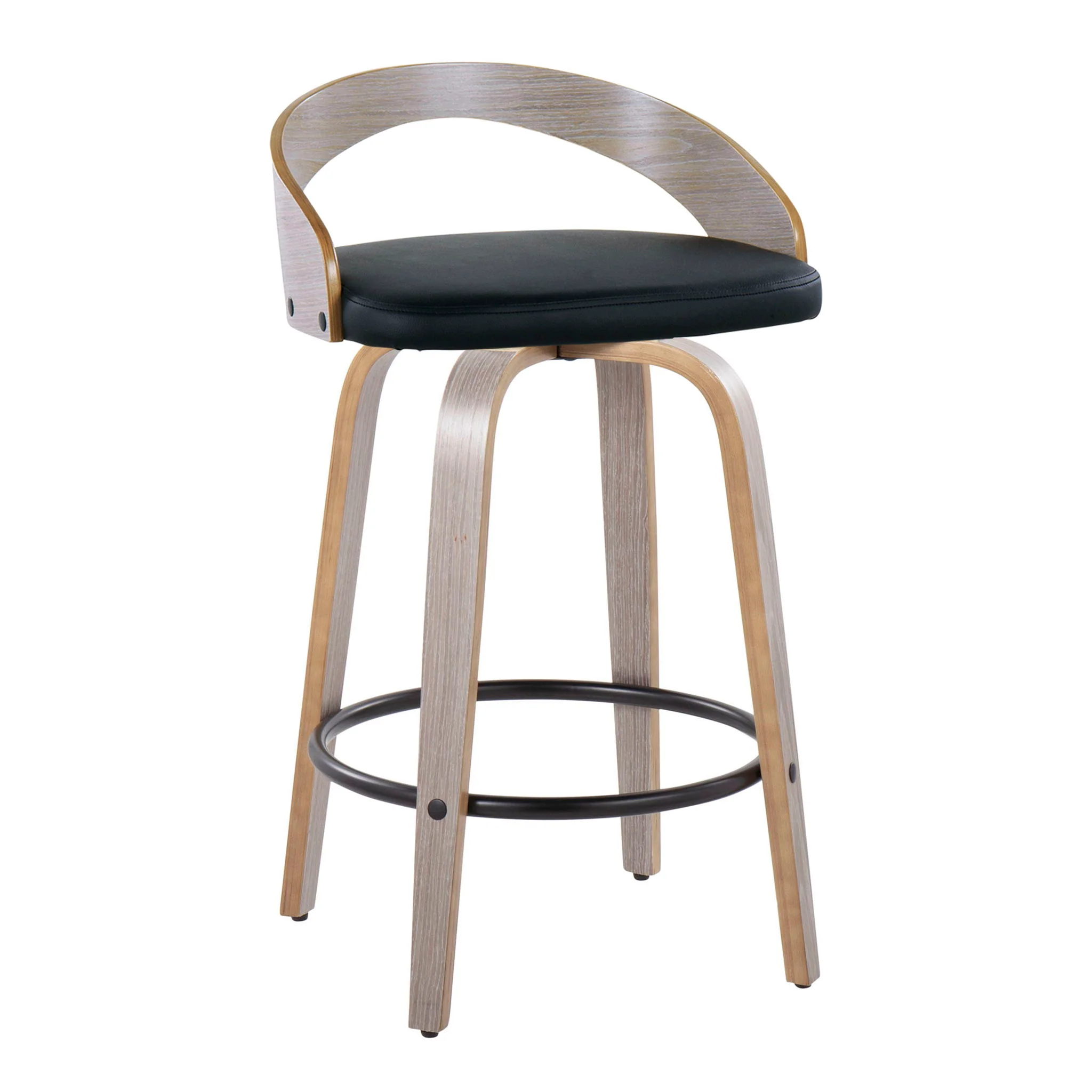 Grotto - Mid Century Modern Fixed Height Counter Stool With Swivel With Round Footrest (Set of 2) - Image 10