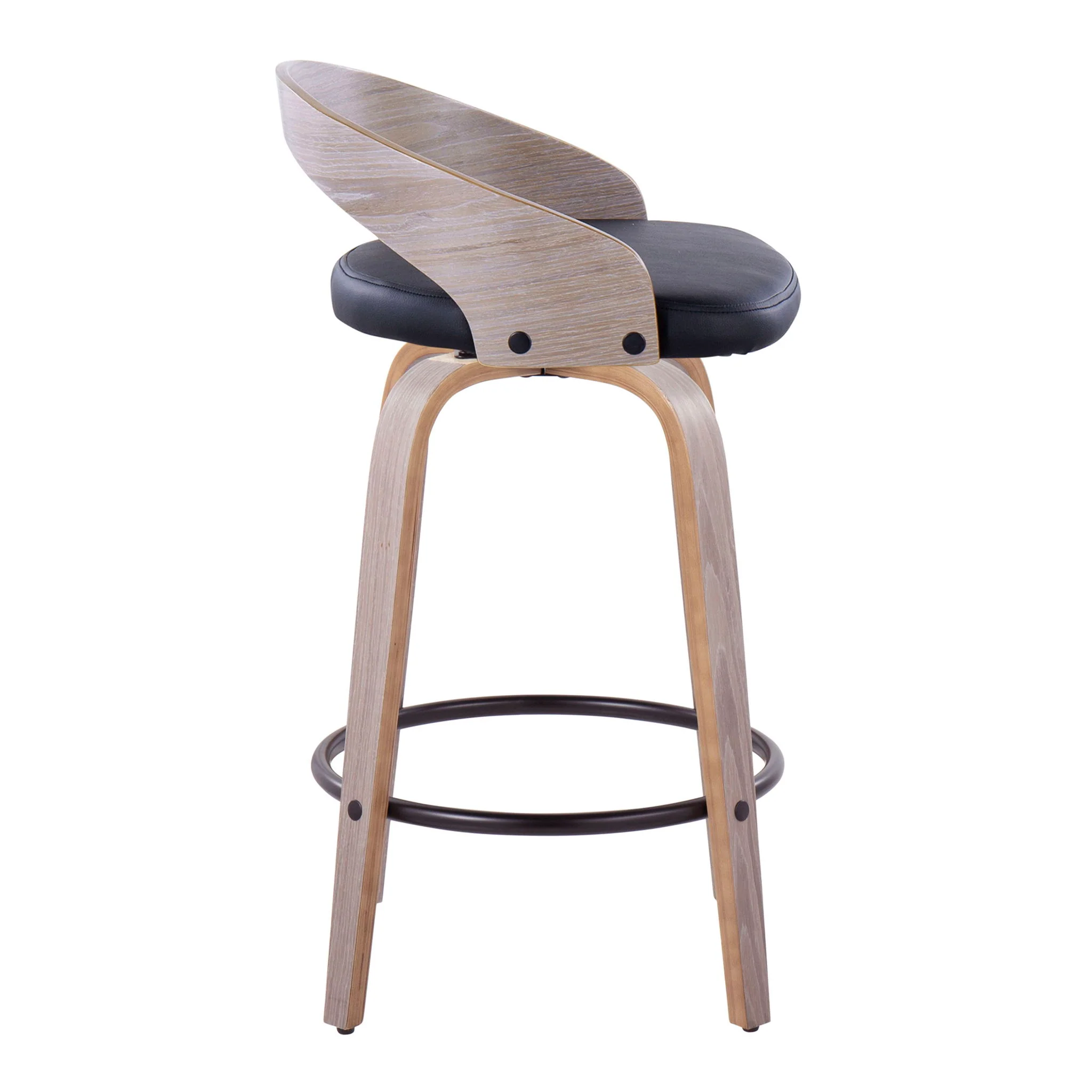 Grotto - Mid Century Modern Fixed Height Counter Stool With Swivel With Round Footrest (Set of 2) - Image 9