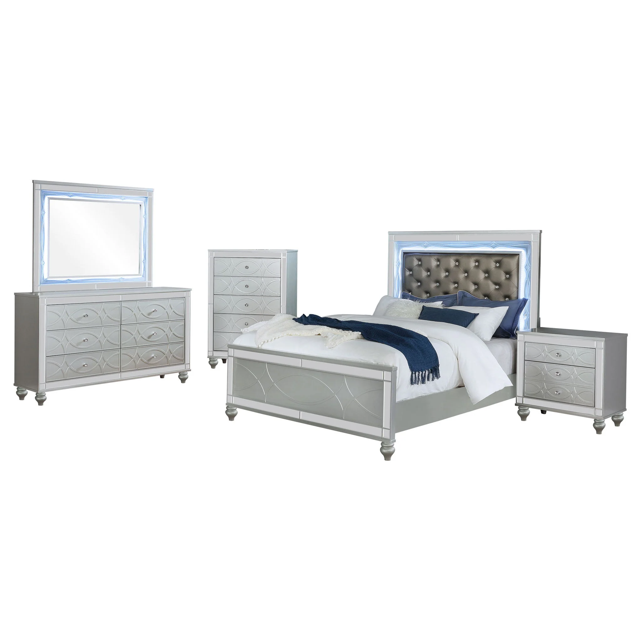 Gunnison 5-piece Eastern King Bedroom Set Silver Metallic - Image 2