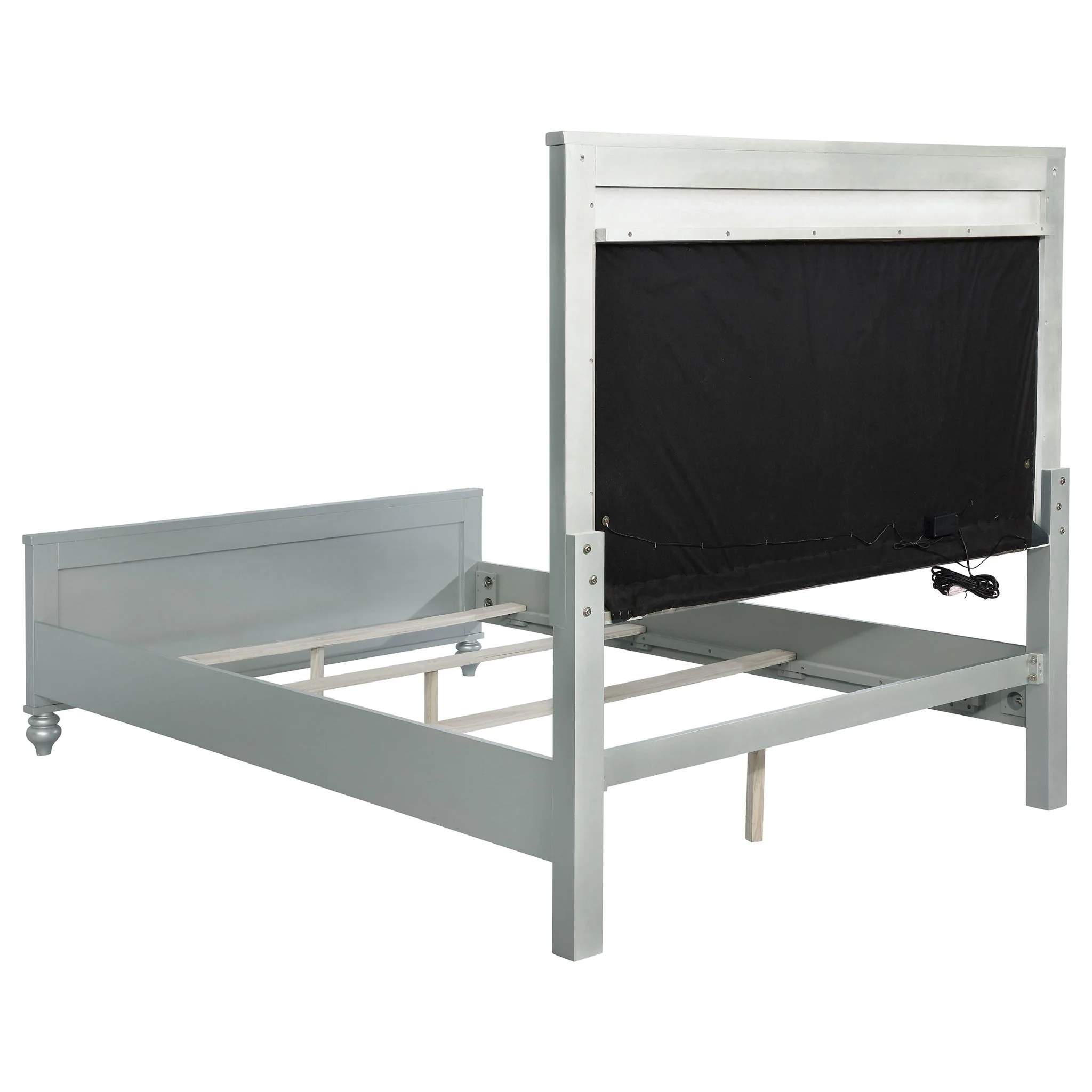 Gunnison Wood California King LED Panel Bed Silver Metallic - Image 3