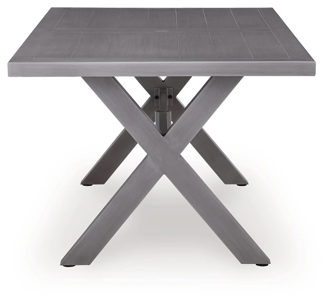 Half Moon Beach - Rectangular Dining Table With Umbrella Option - Gray - Image 2