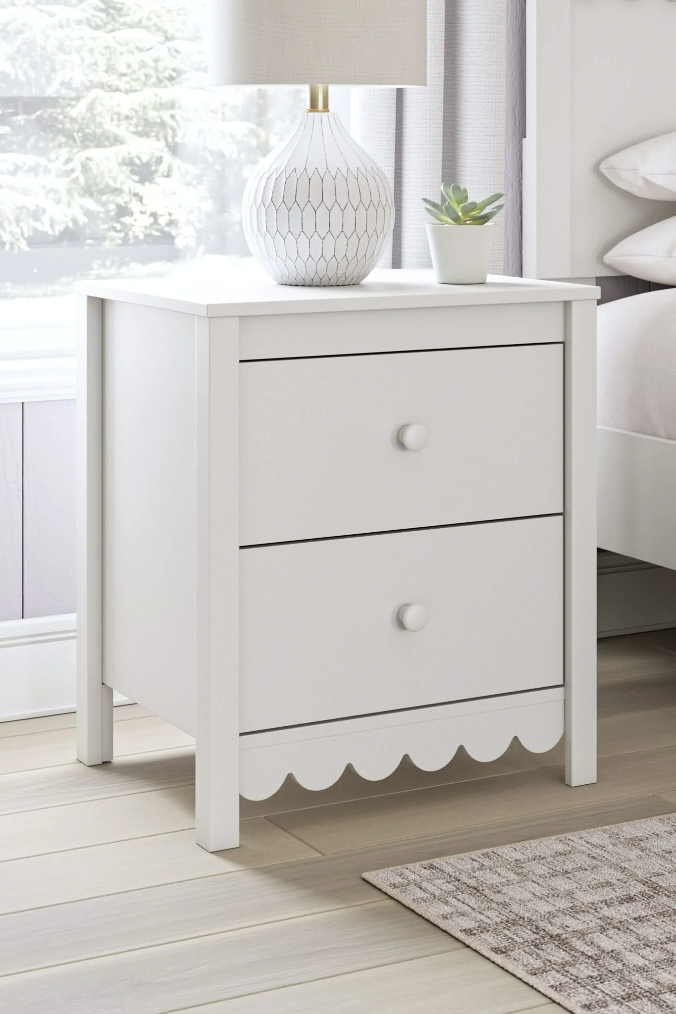 Hallityn - Two Drawer Night Stand - White - Image 4
