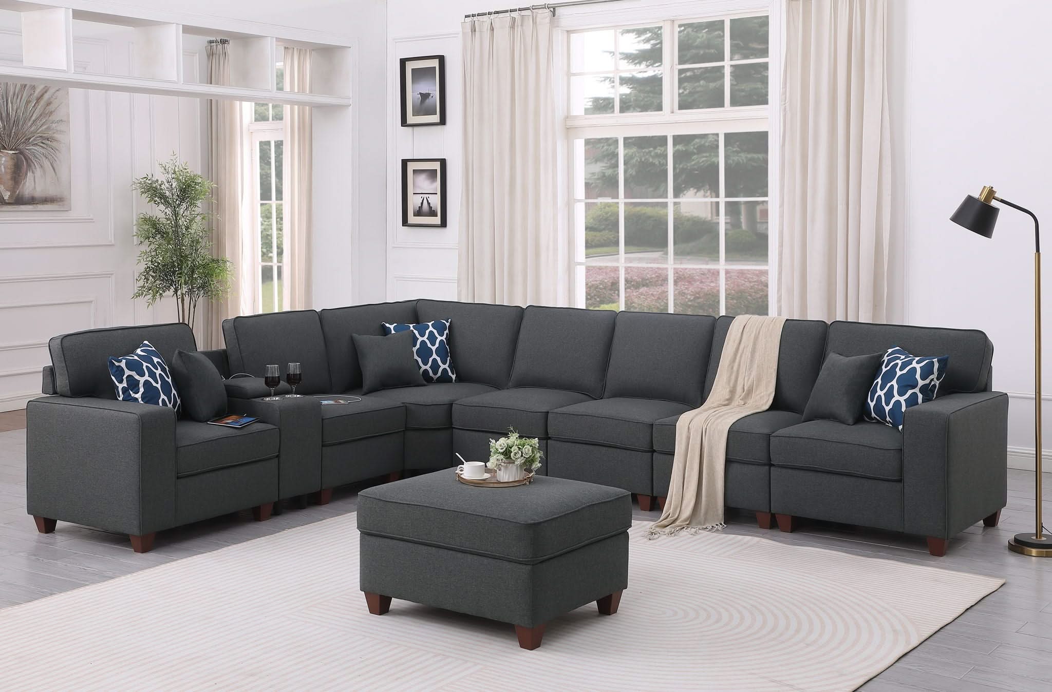 Hannah - Sectional Sofa With Ottoman - Dark Gray - Image 3