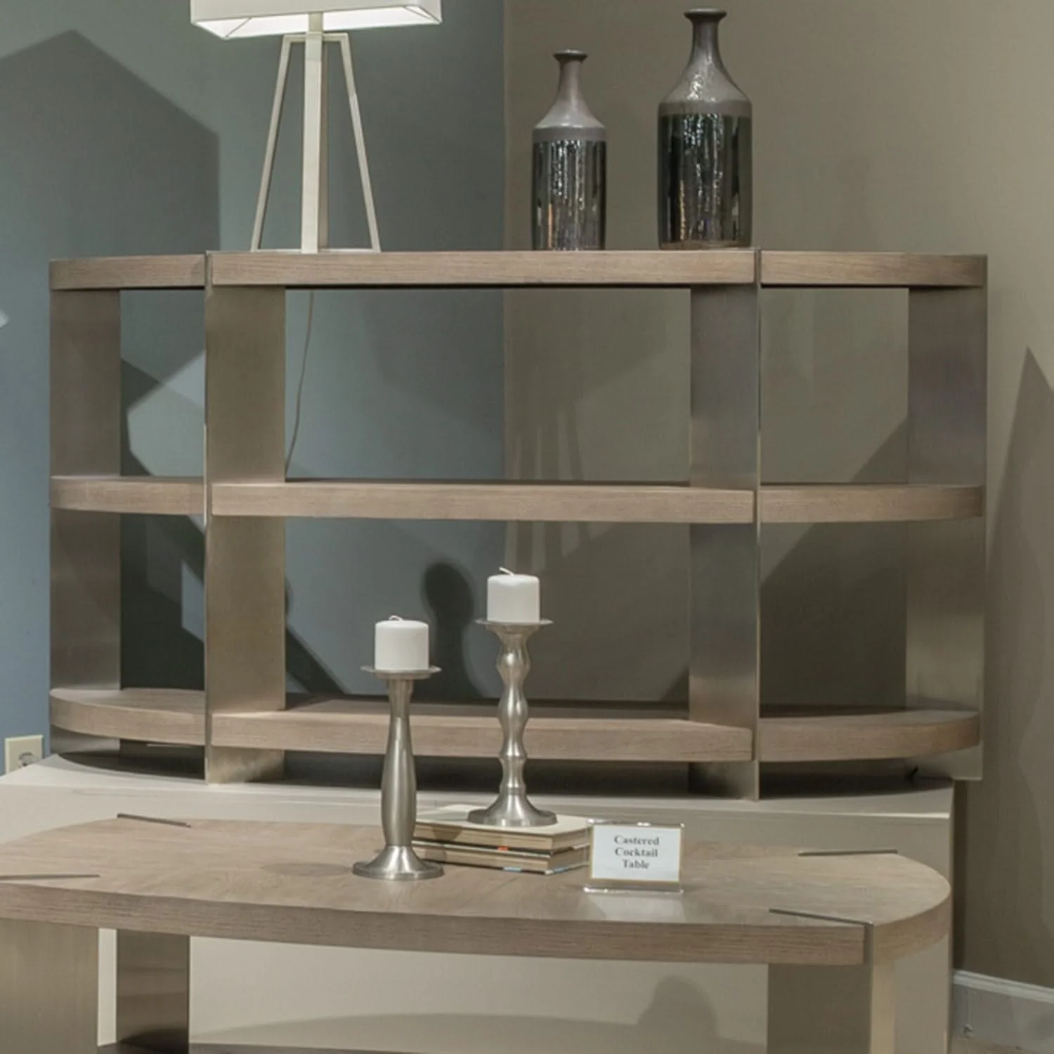 Harlow - Sofa Table - Sandstone & Satin Nickel