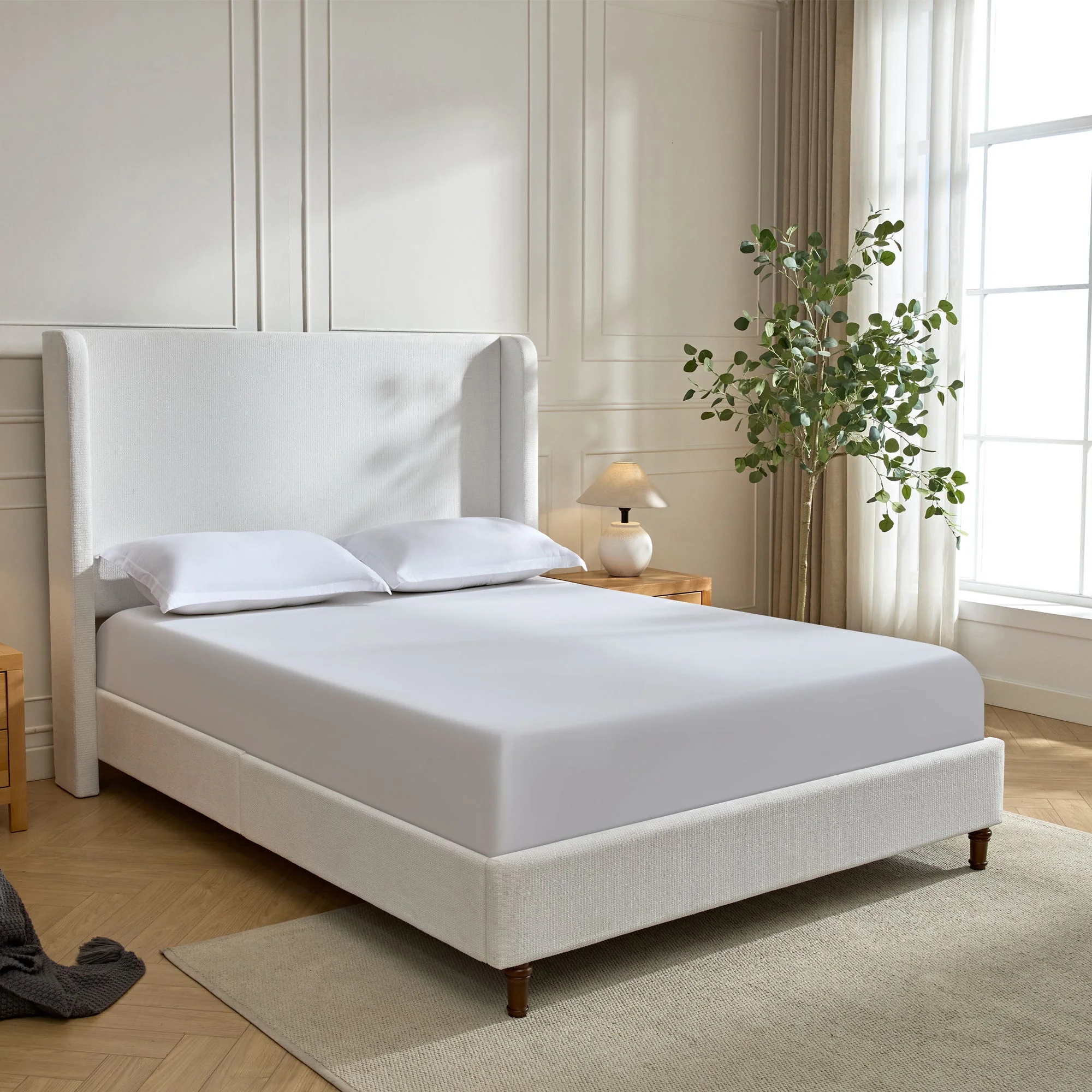 Harper - Tall Headboard Upholstered Bed / High Headboard / Elegant Simplicity / No Box Spring Needed - Image 15