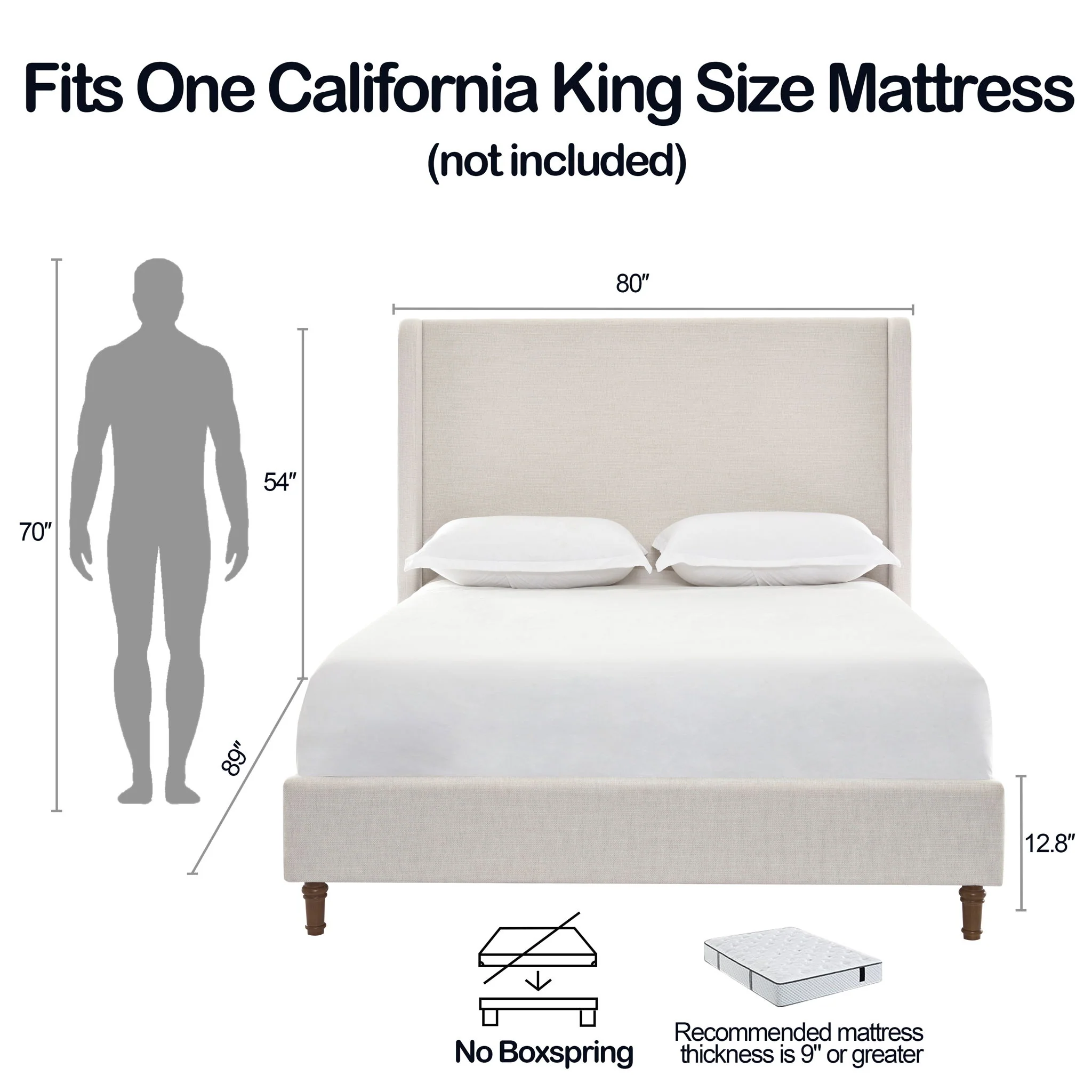 Harper - Tall Headboard Upholstered Bed / High Headboard / Elegant Simplicity / No Box Spring Needed - Image 19