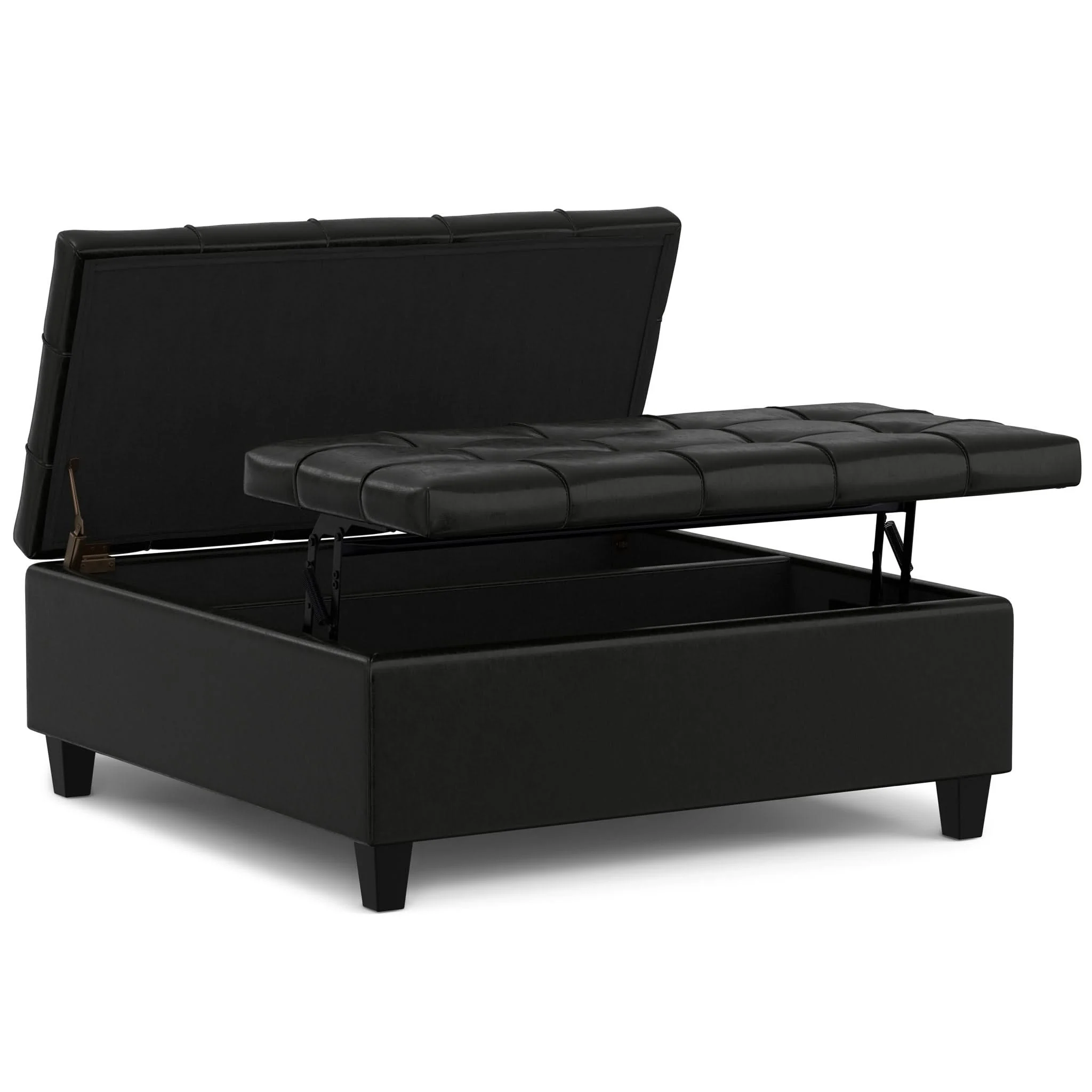Harrison - Large Square Coffee Table Storage Ottoman - Black - Image 2