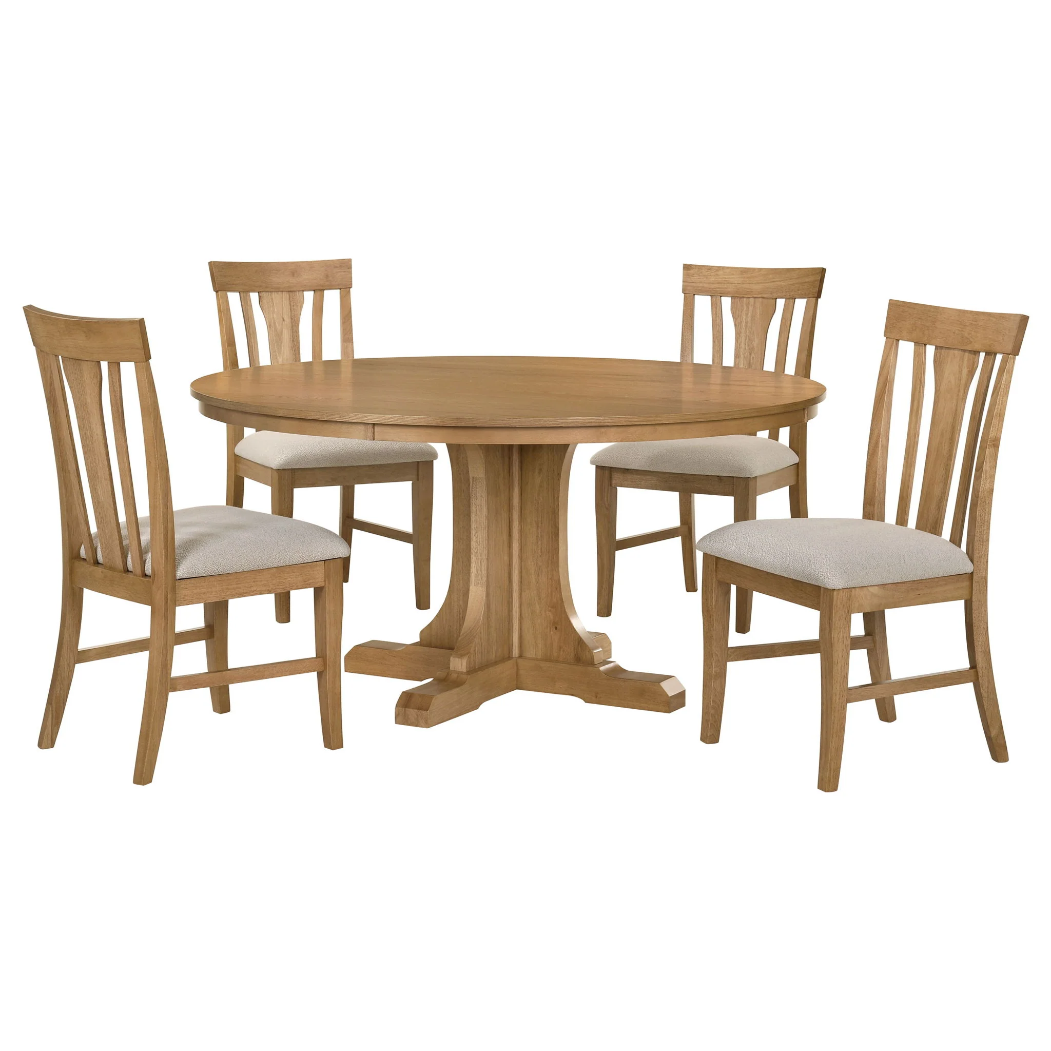 Hartville 5-piece Round Dining Table Set Natural Light Brown - Image 2