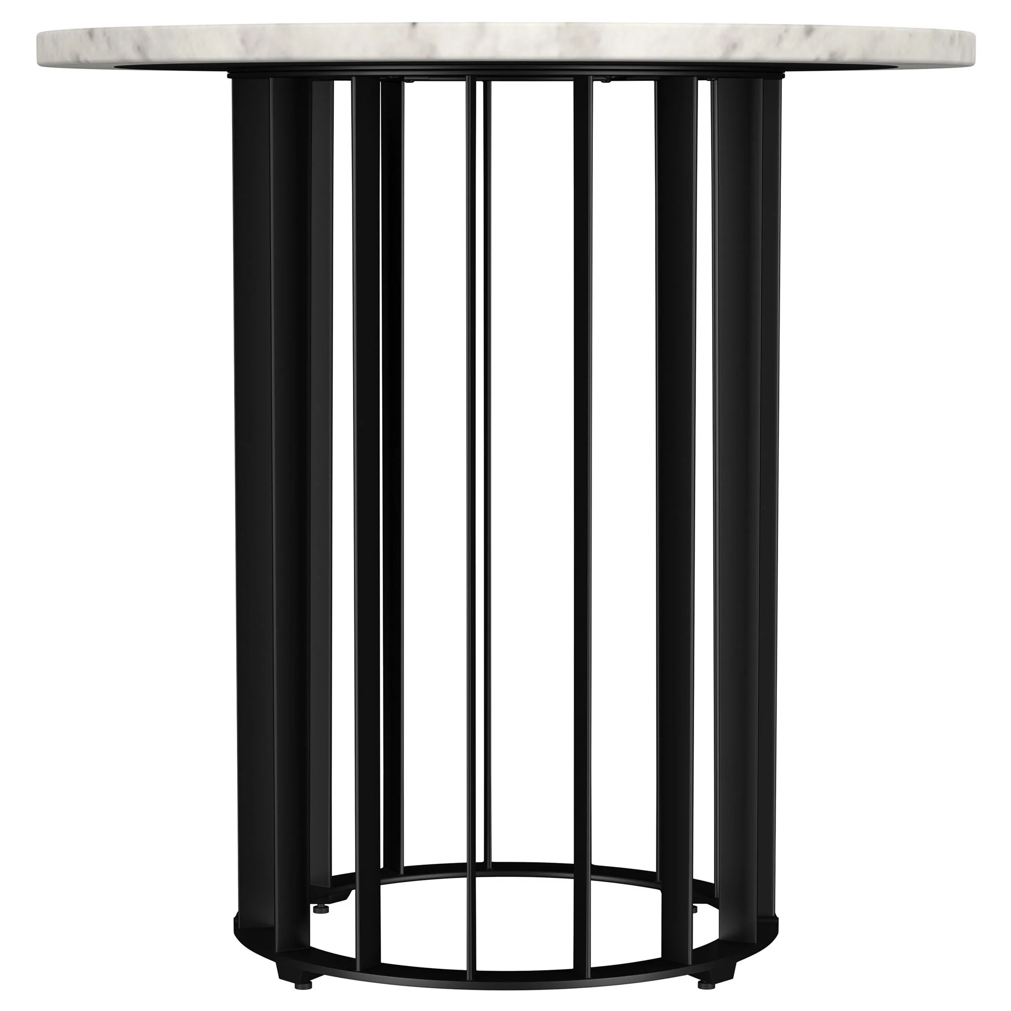 Haven Round Genuine White Marble Top End Side Table Black - Image 3