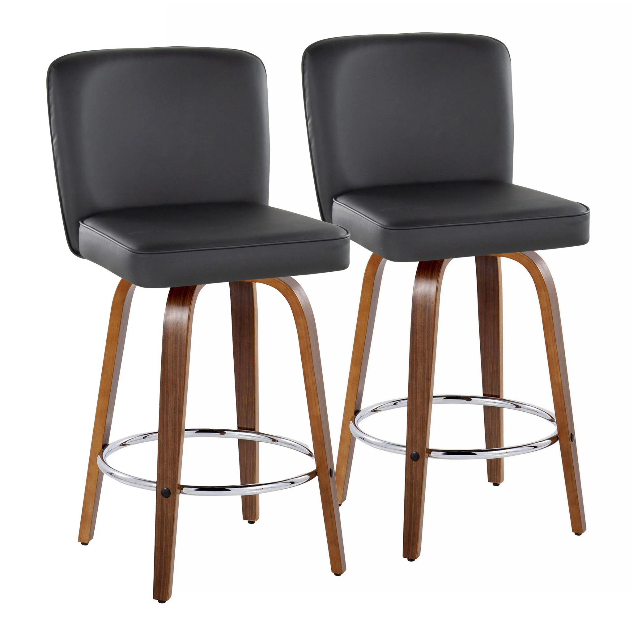 Henry - Contemporary Fixed Height Counter Stool With Swivel With Round Footrest (Set of 2) - Image 3