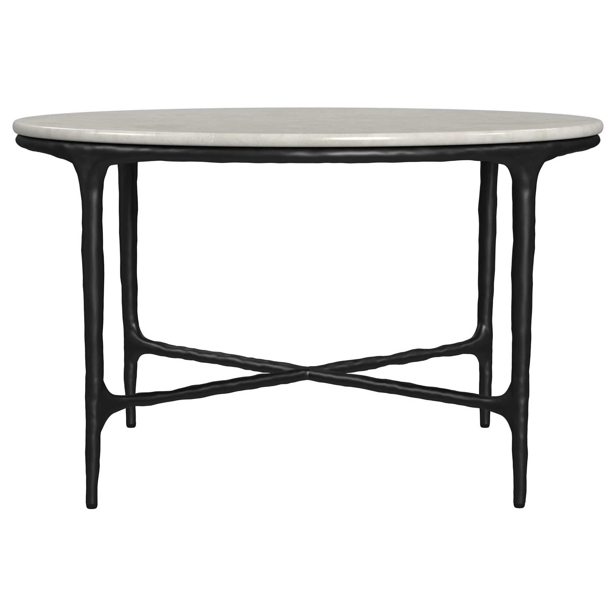 Hermas Round Genuine Marble Top Metal Coffee Table White - Image 4