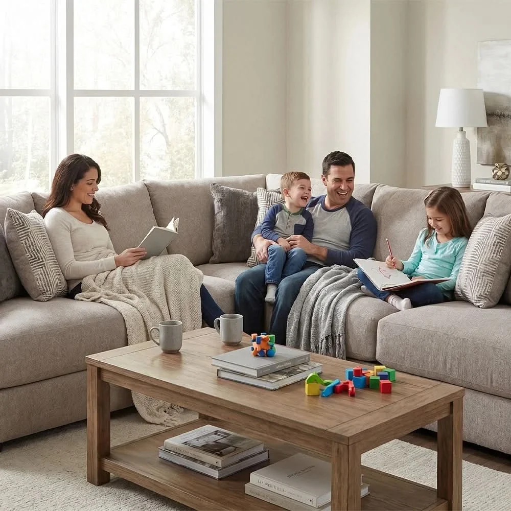 Highland Gray Contemporary 3PC Living Room Sectional with Extra Deep Seating - Image 3