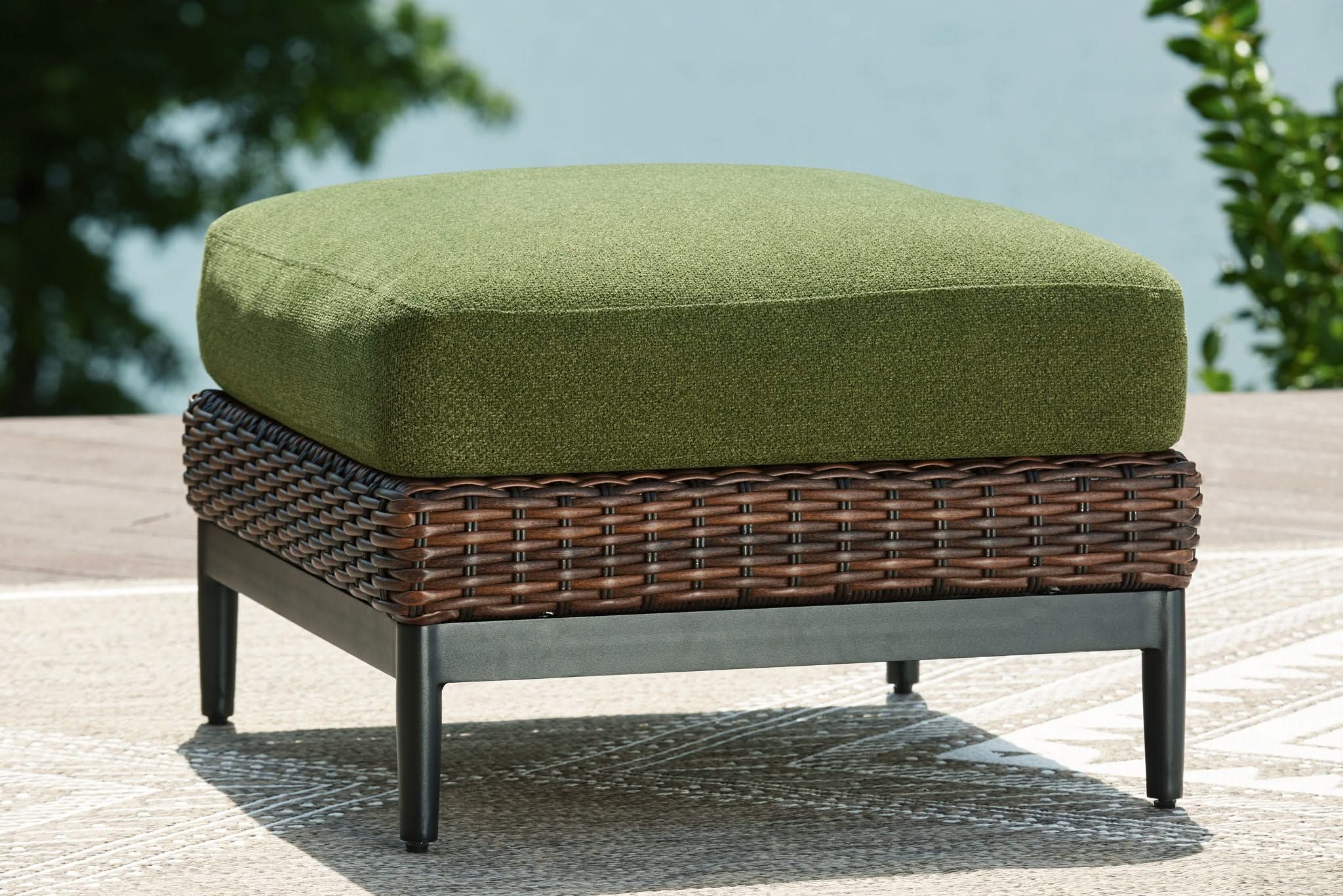 Horizon Hall - Ottoman With Cushion - Brown / Green - Image 4