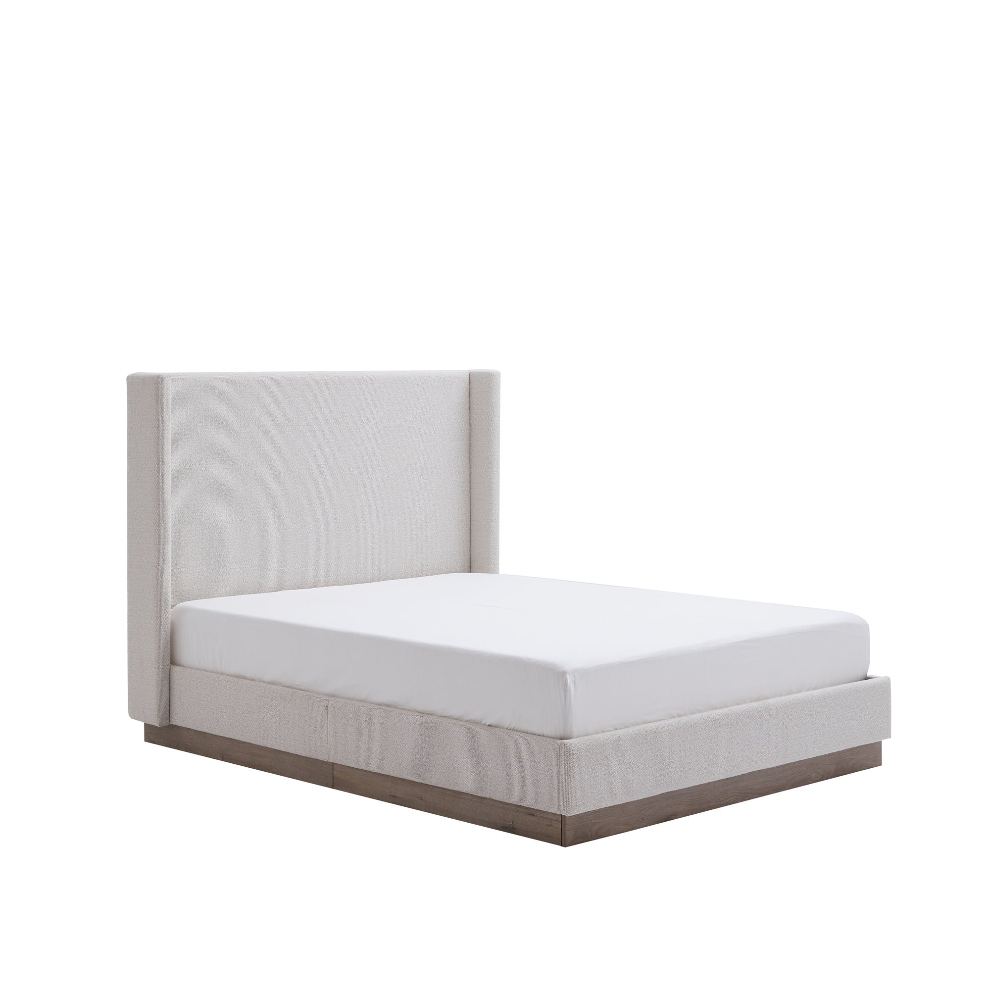 Hosford - Minimalist Upholstered Wingback Bed With Wood Base Platform - Image 3