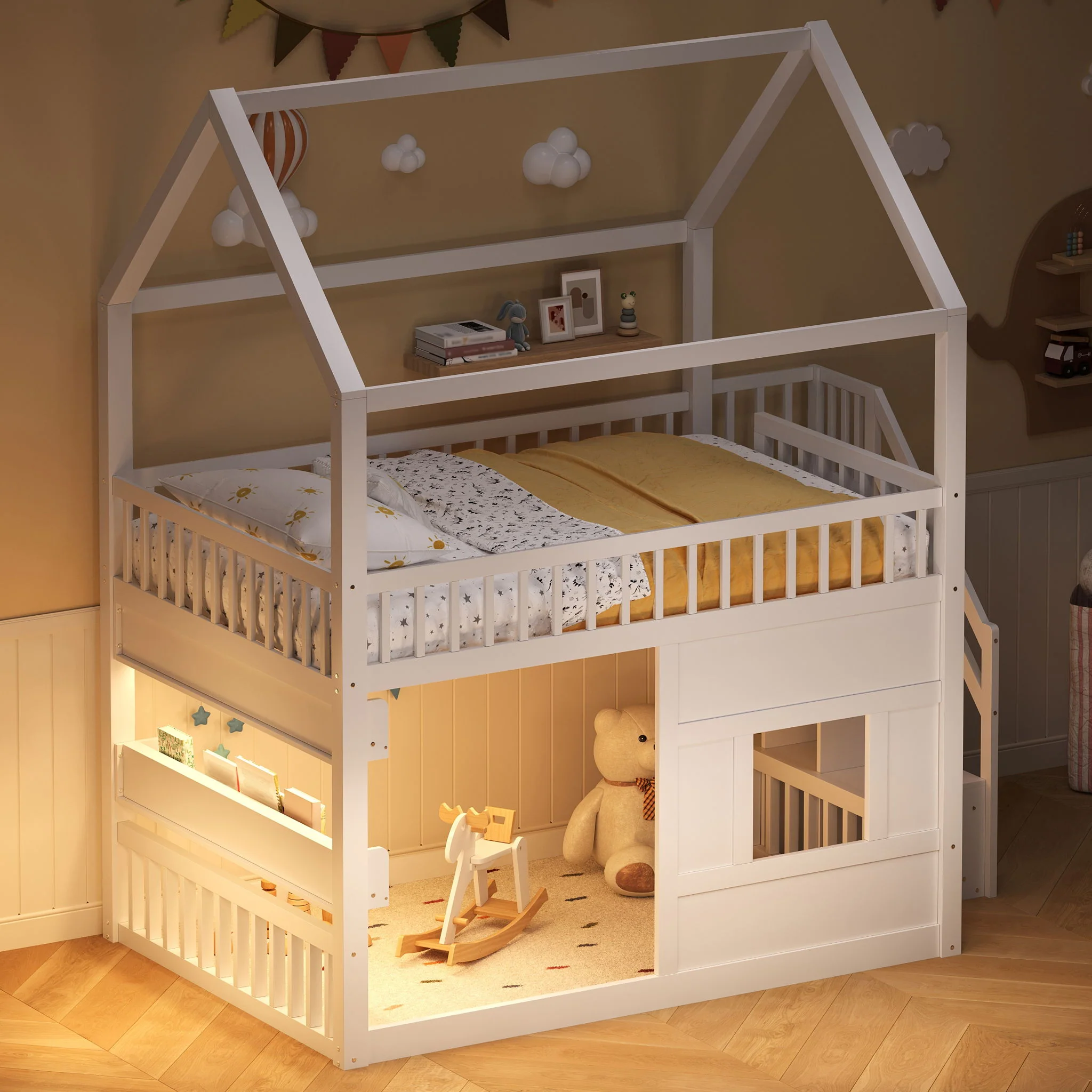 House Bed With Built-In LED Shelf Light - Image 4