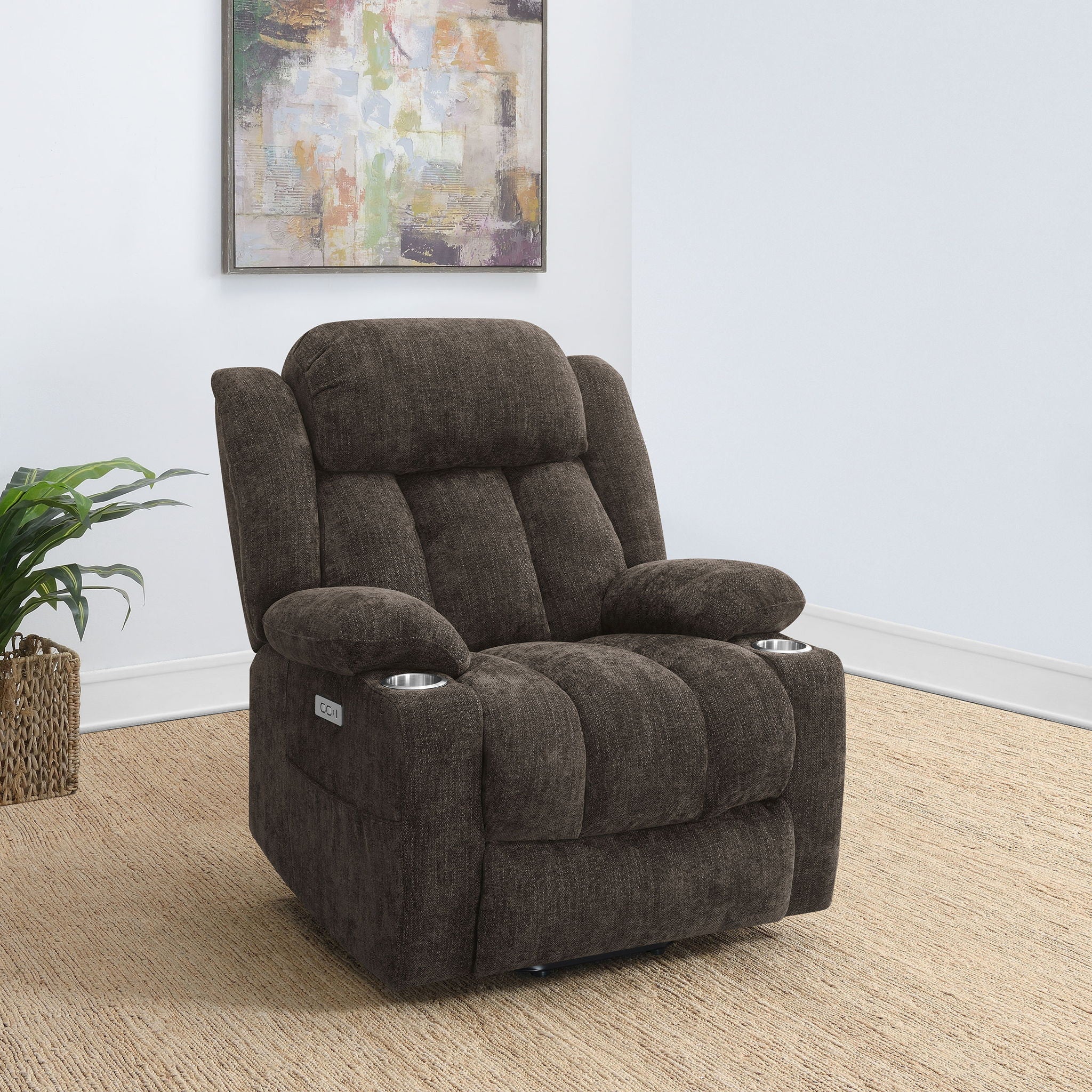 Houston Upholstered Power Lift Recliner Chair Dark Brown - Image 4