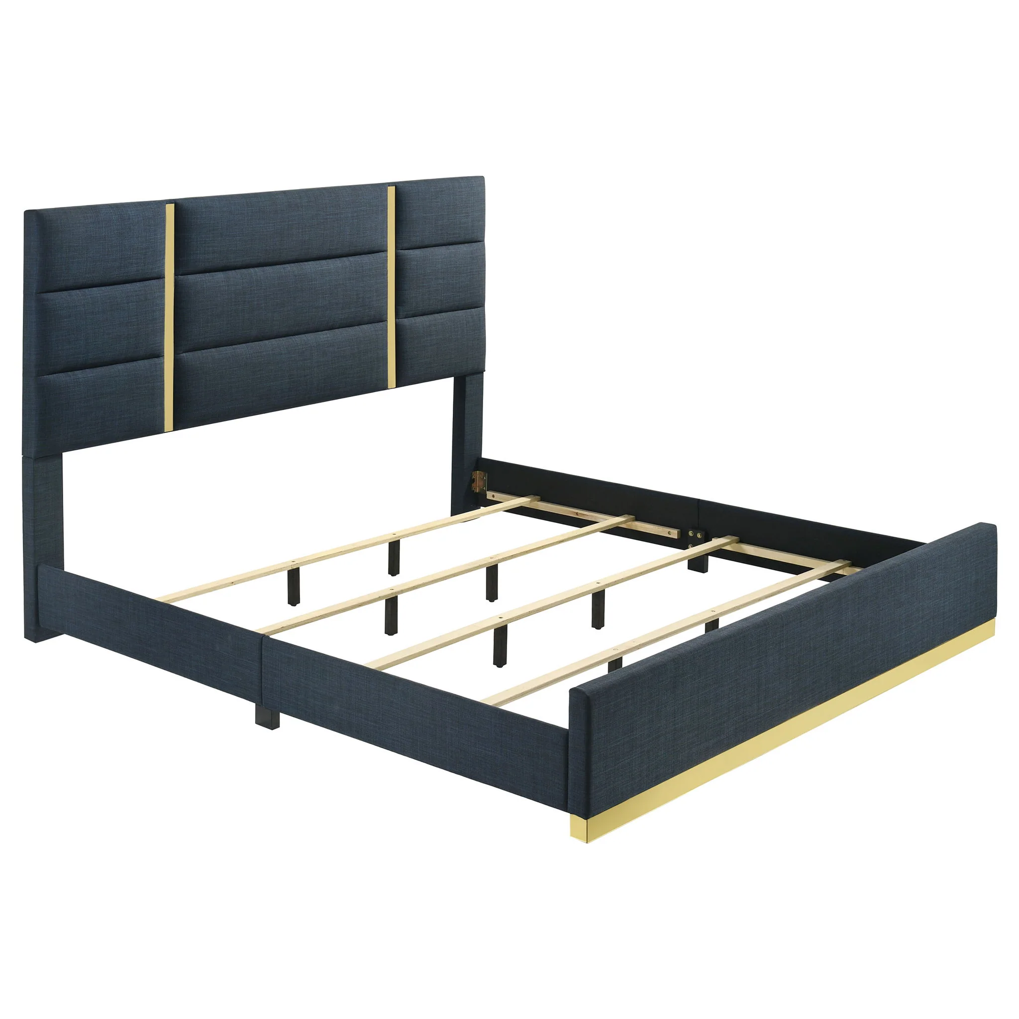 Ines 4-piece Eastern King Bedroom Set Navy and White High Gloss - Image 4