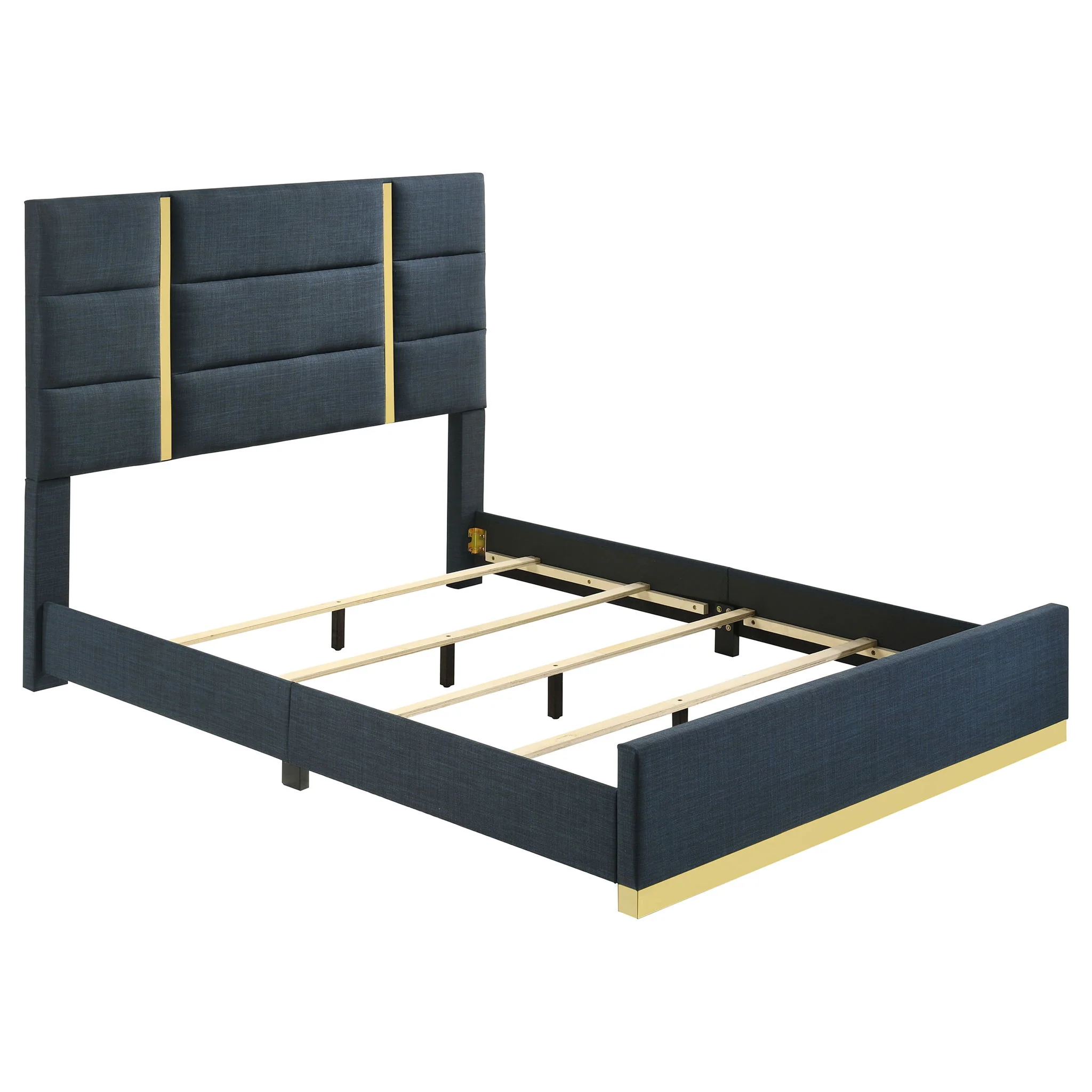 Ines 4-piece Queen Bedroom Set Navy and White High Gloss - Image 2