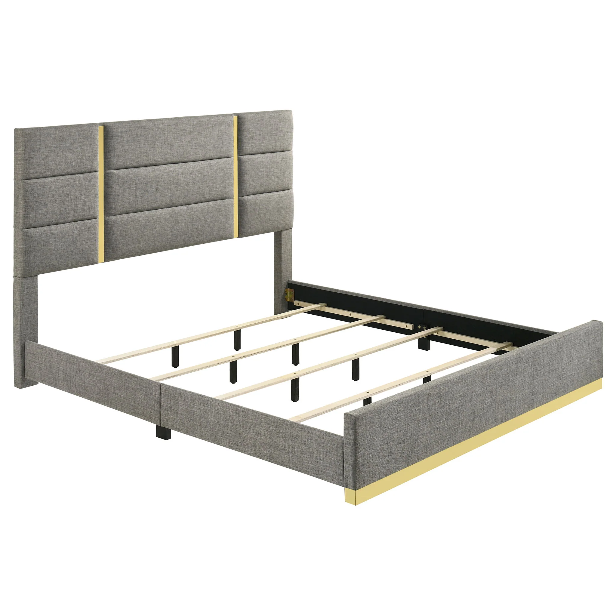 Ines 5-piece Eastern King Bedroom Set Grey and White High Gloss - Image 3