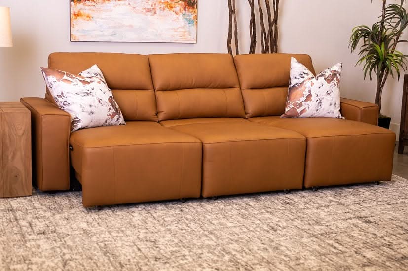 Iona Saddle Leather 3 PC Modular Slider Sofa