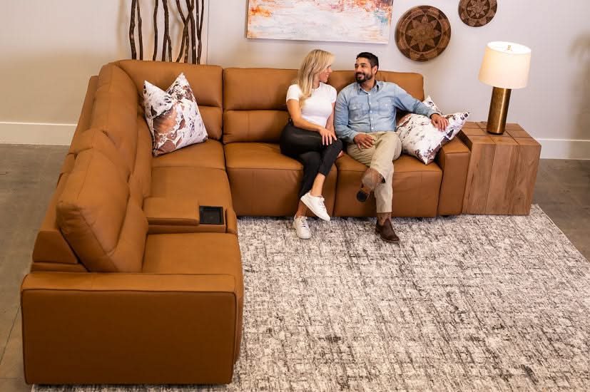 Iona Saddle Leather 6 PC Modular Slider Sectional - Image 10
