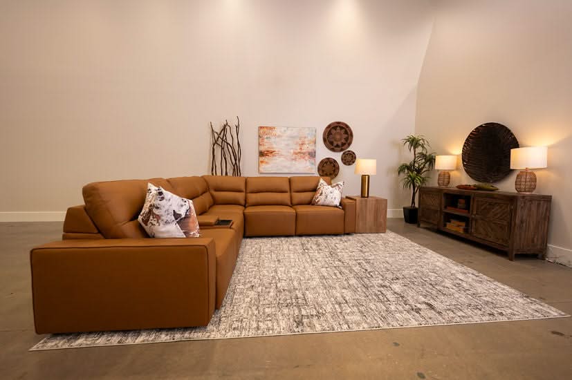 Iona Saddle Leather 6 PC Modular Slider Sectional - Image 5