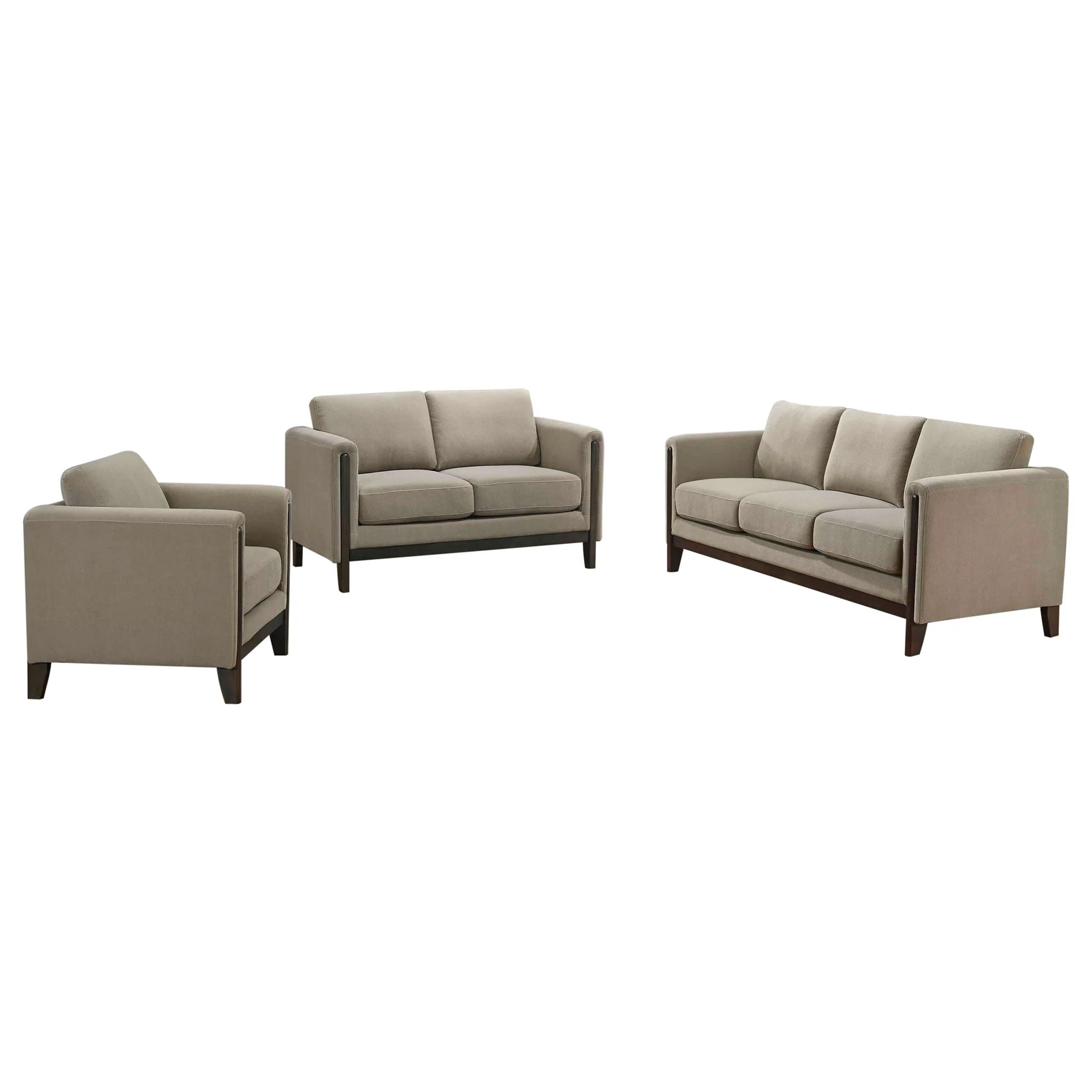 Islington 3-piece Upholstered Panel Arm Sofa Set Taupe - Image 4