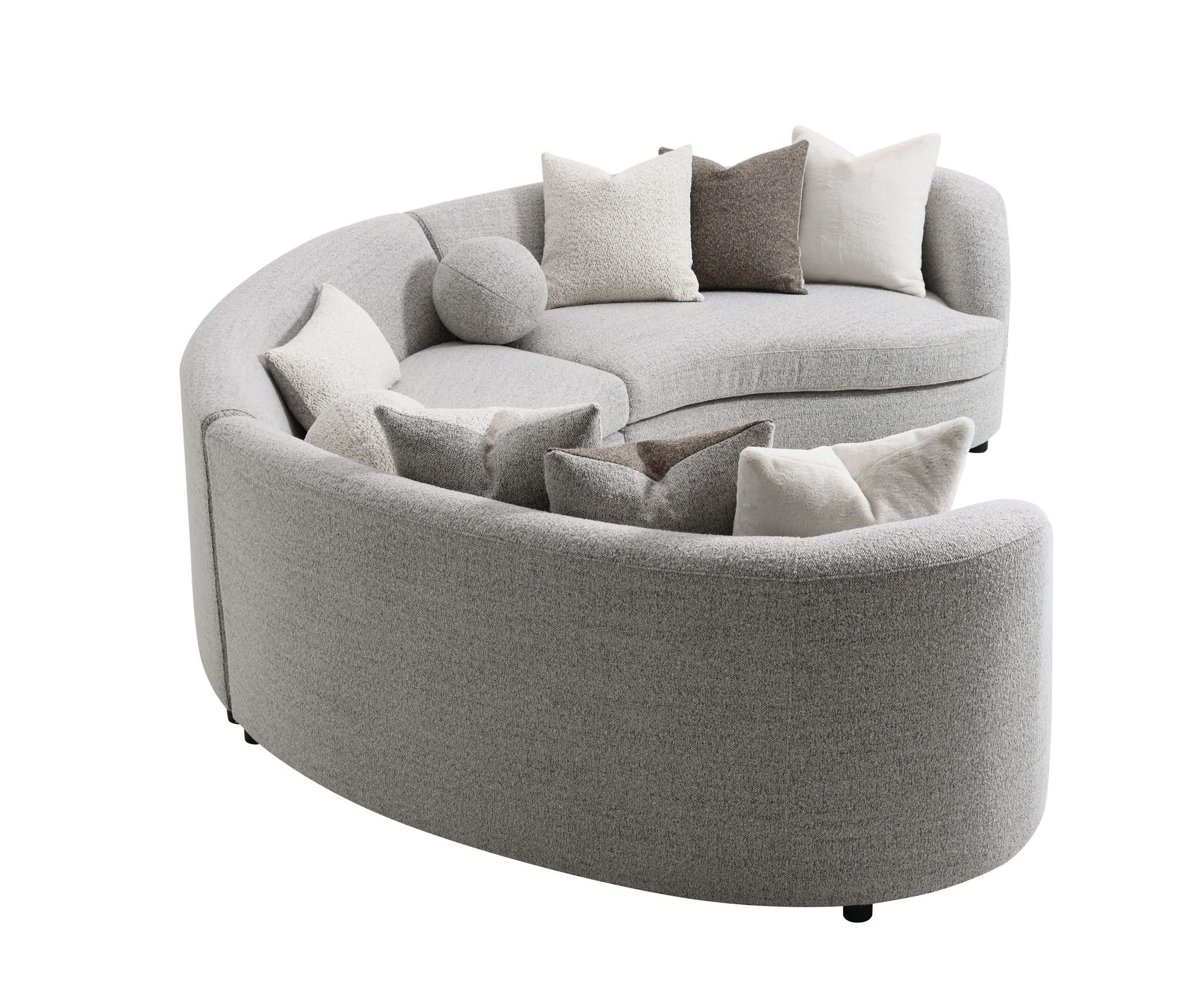 Ivria - Boucle Sectional Sofa With 9 Pillows - Gray - Image 3