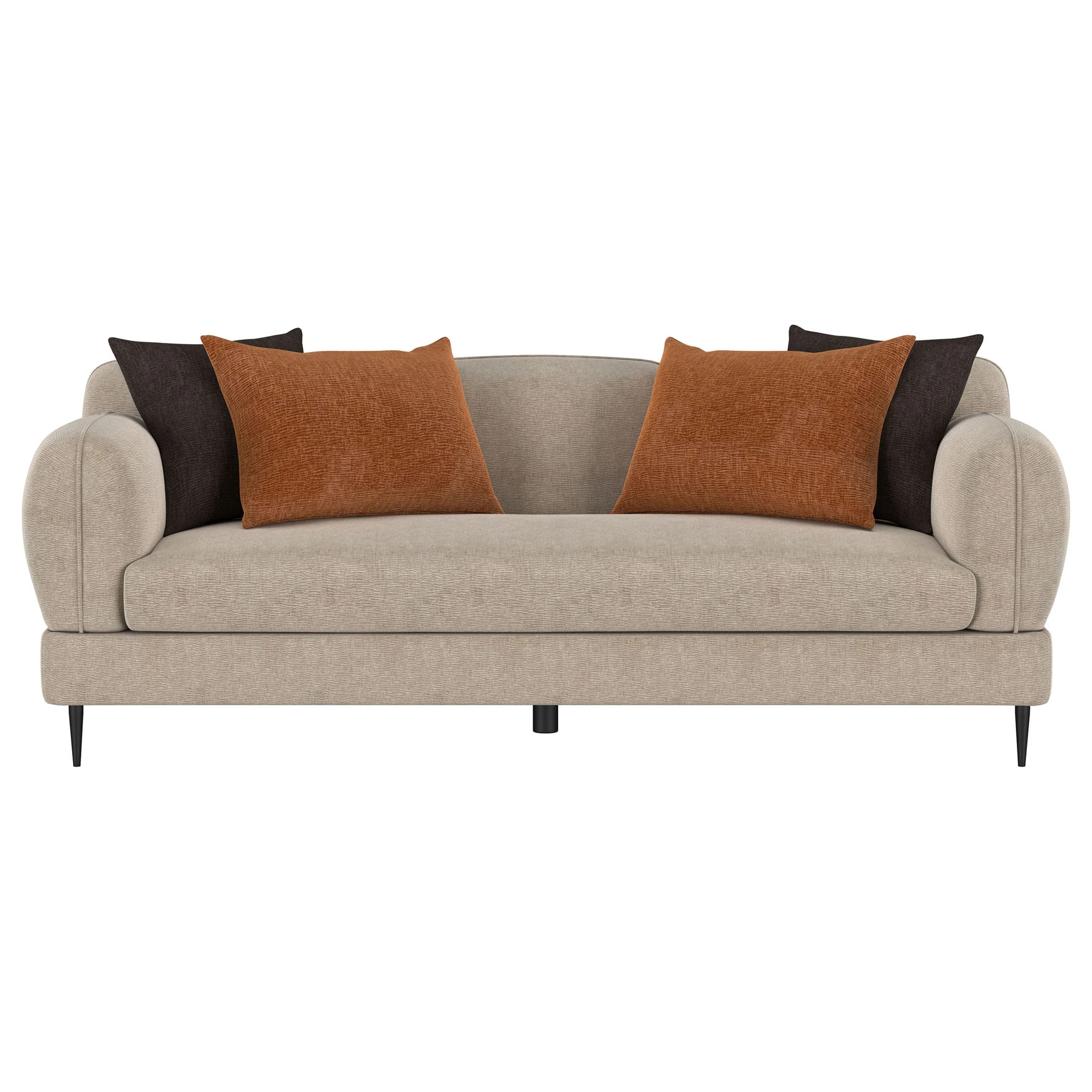 Jade Chenille Upholstered Sculpted Track Arm Sofa Latte - Image 4