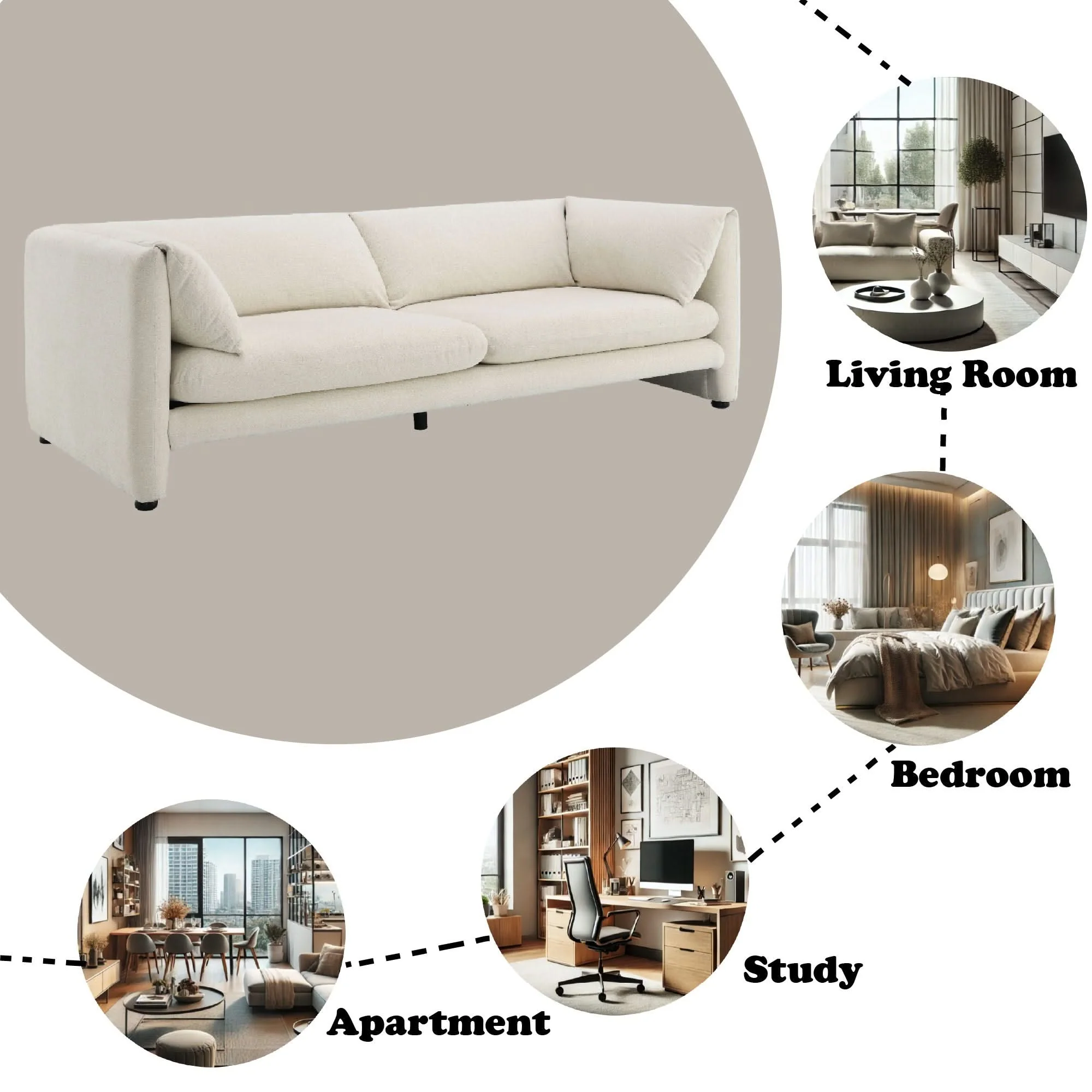 Jaeda - Boucle Sofa - Beige - Image 4