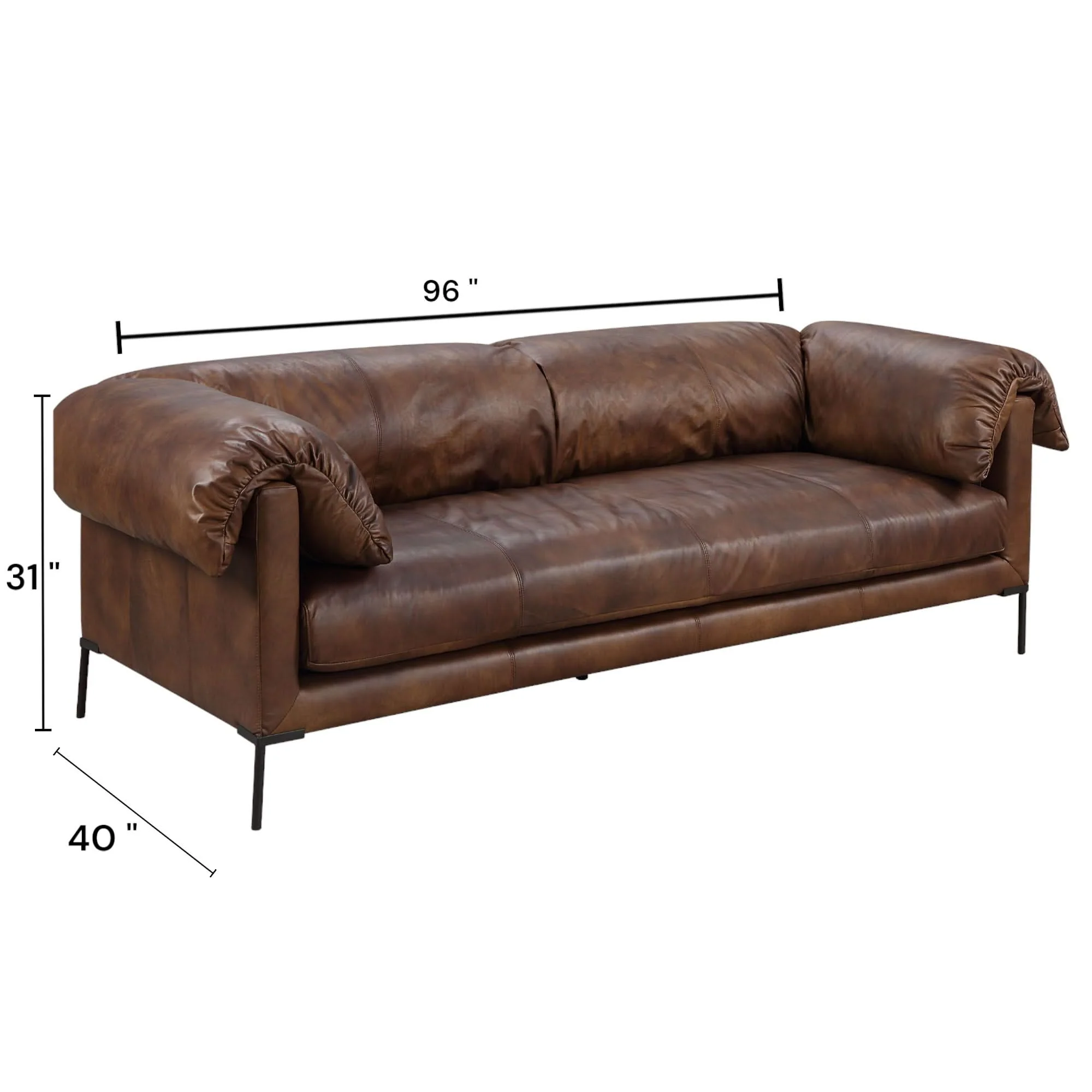 Jaron - Top Grain Leather Sofa - Mocha - Image 4