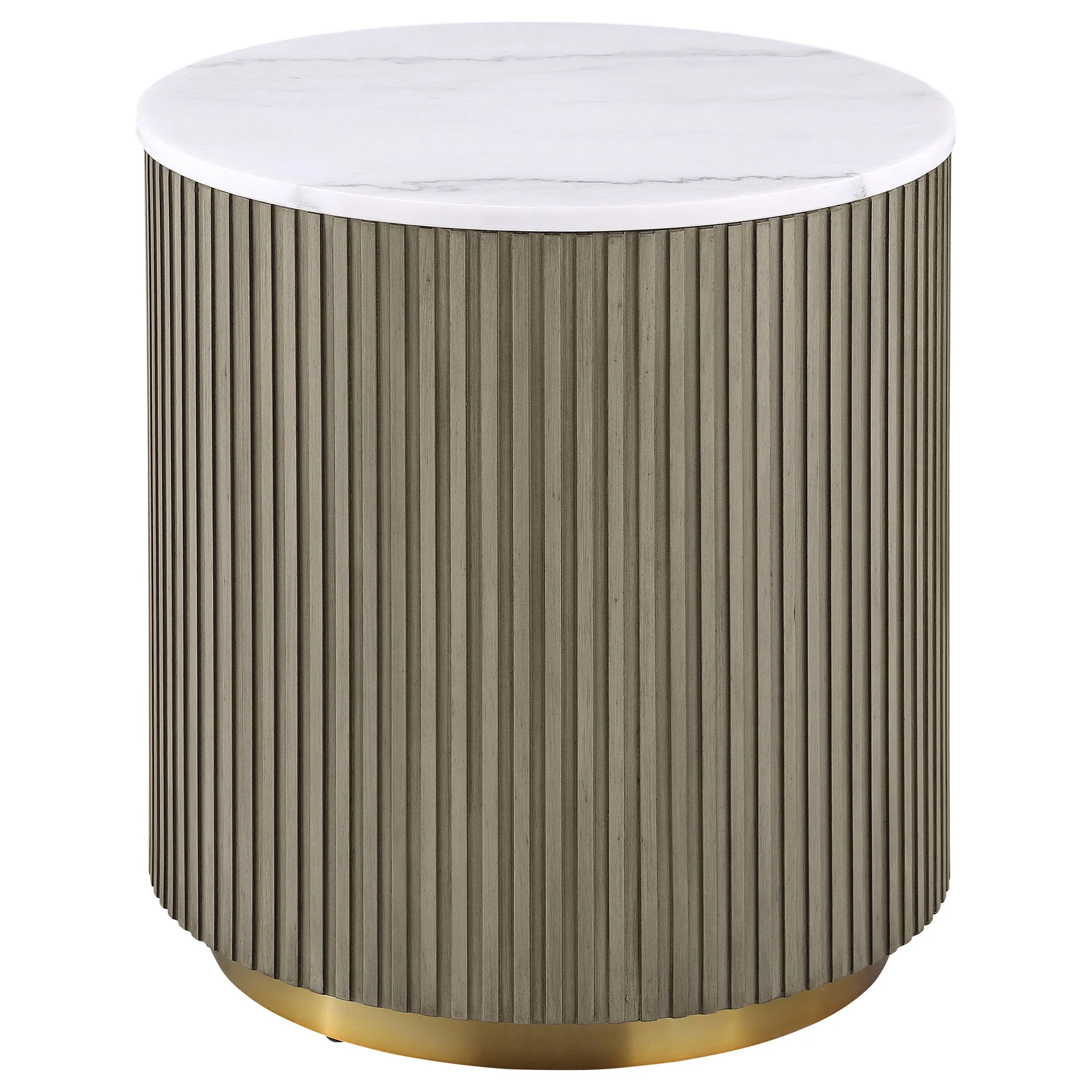 Jason 2-piece Round White Marble Coffee Table Set Greige - Image 4