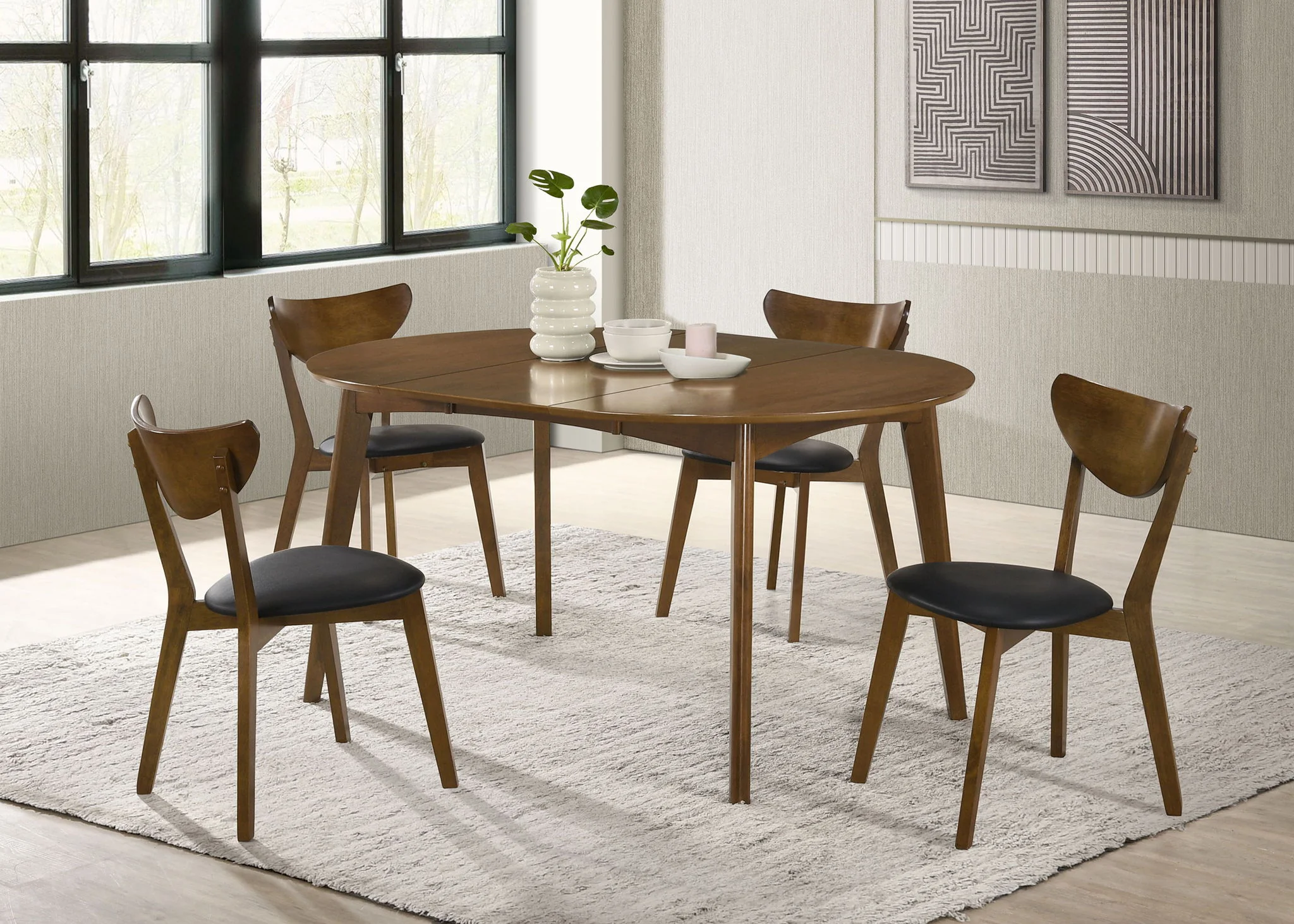 Jedda 5-piece Oval Dining Table Set Dark Walnut