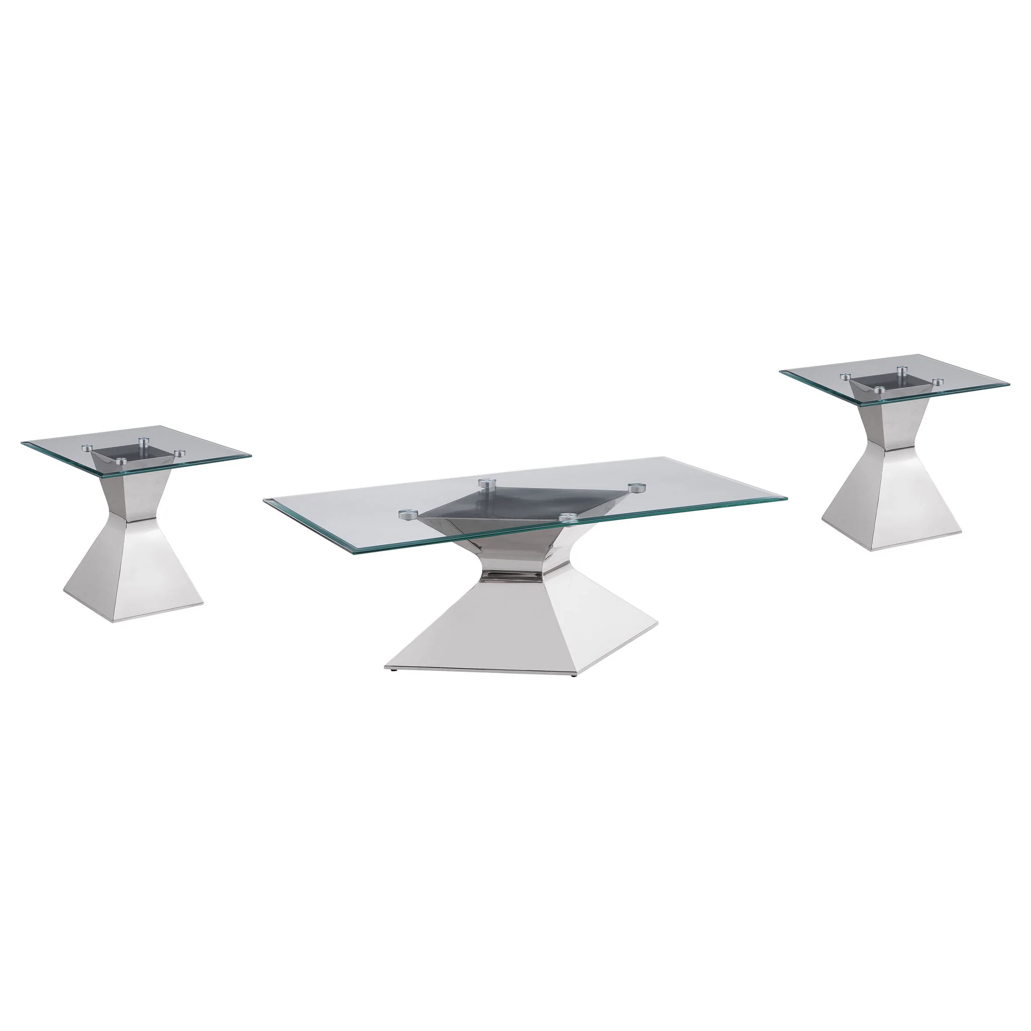 Jenny 3-piece Rectangular Coffee and End Table Set Chrome - Image 2