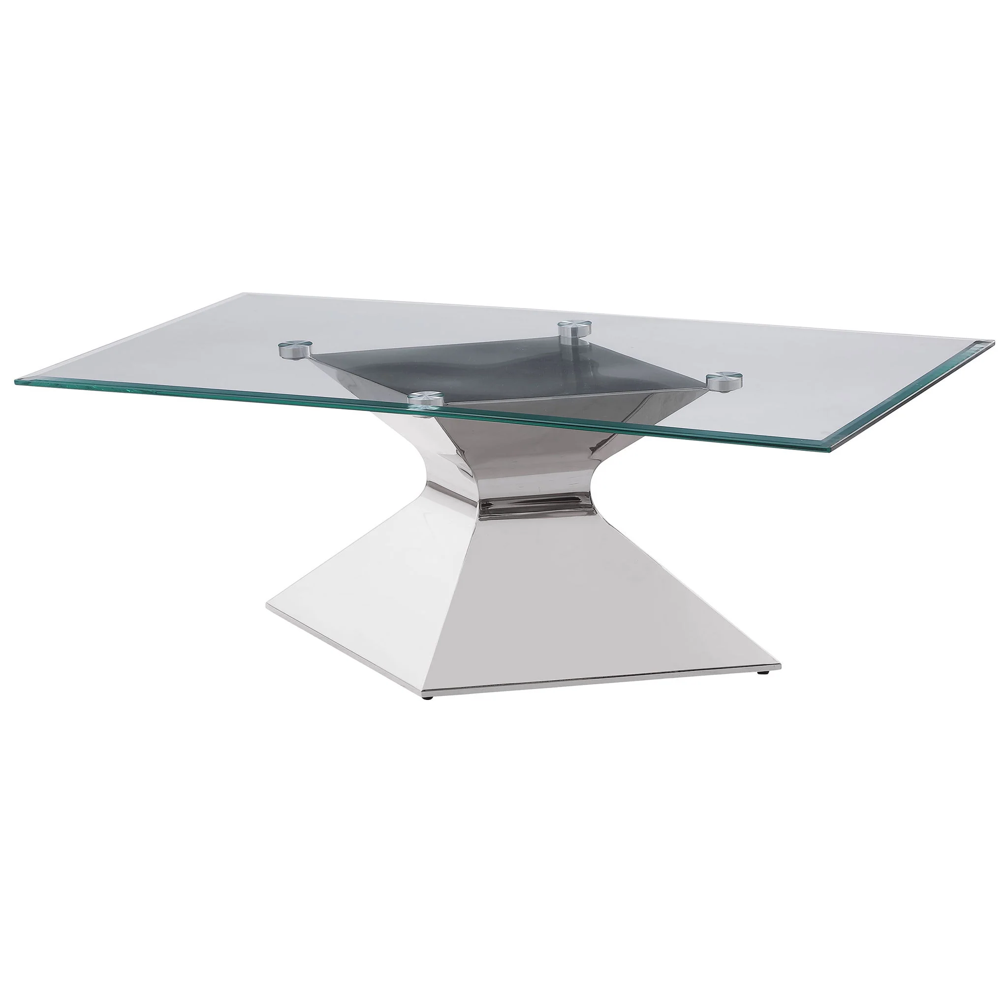 Jenny Glass Top Stainless Steel Coffee Table Chrome - Image 2