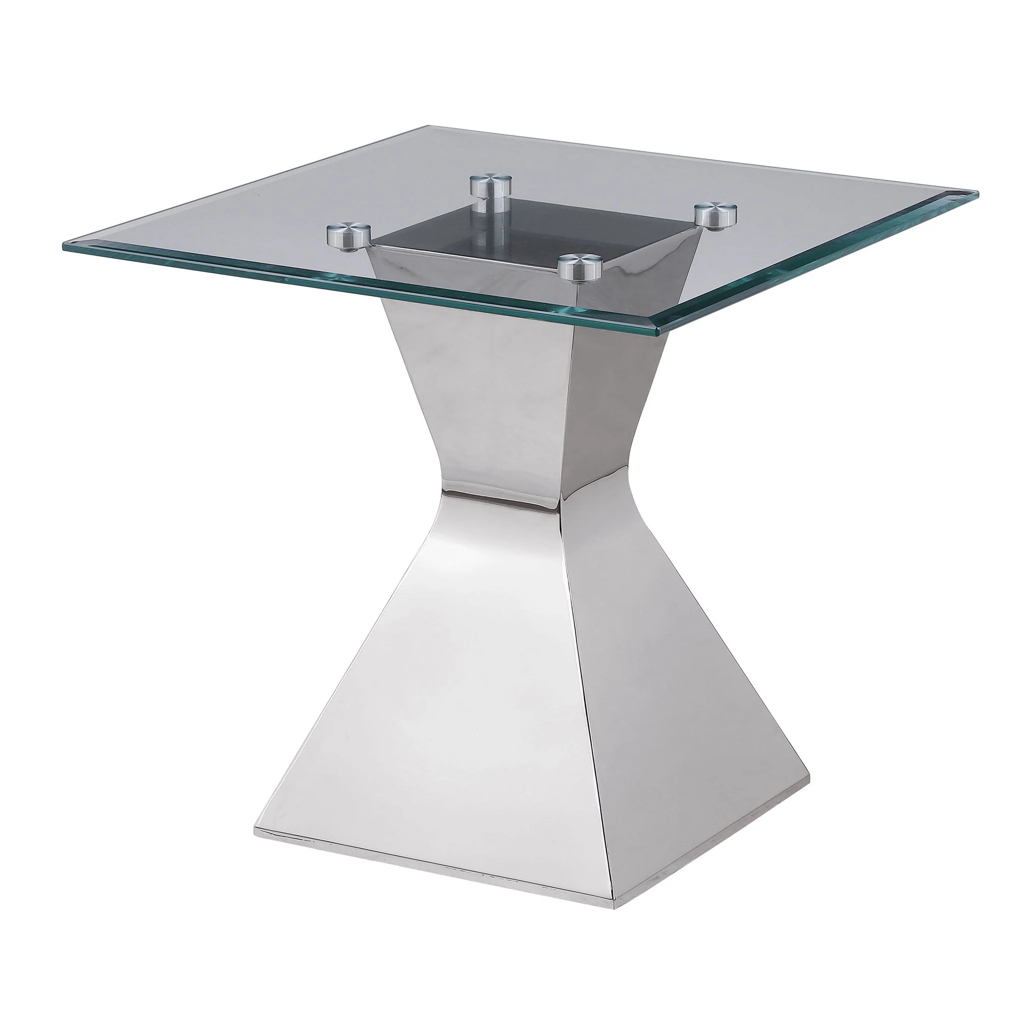 Jenny Glass Top Stainless Steel Side End Table Chrome - Image 2