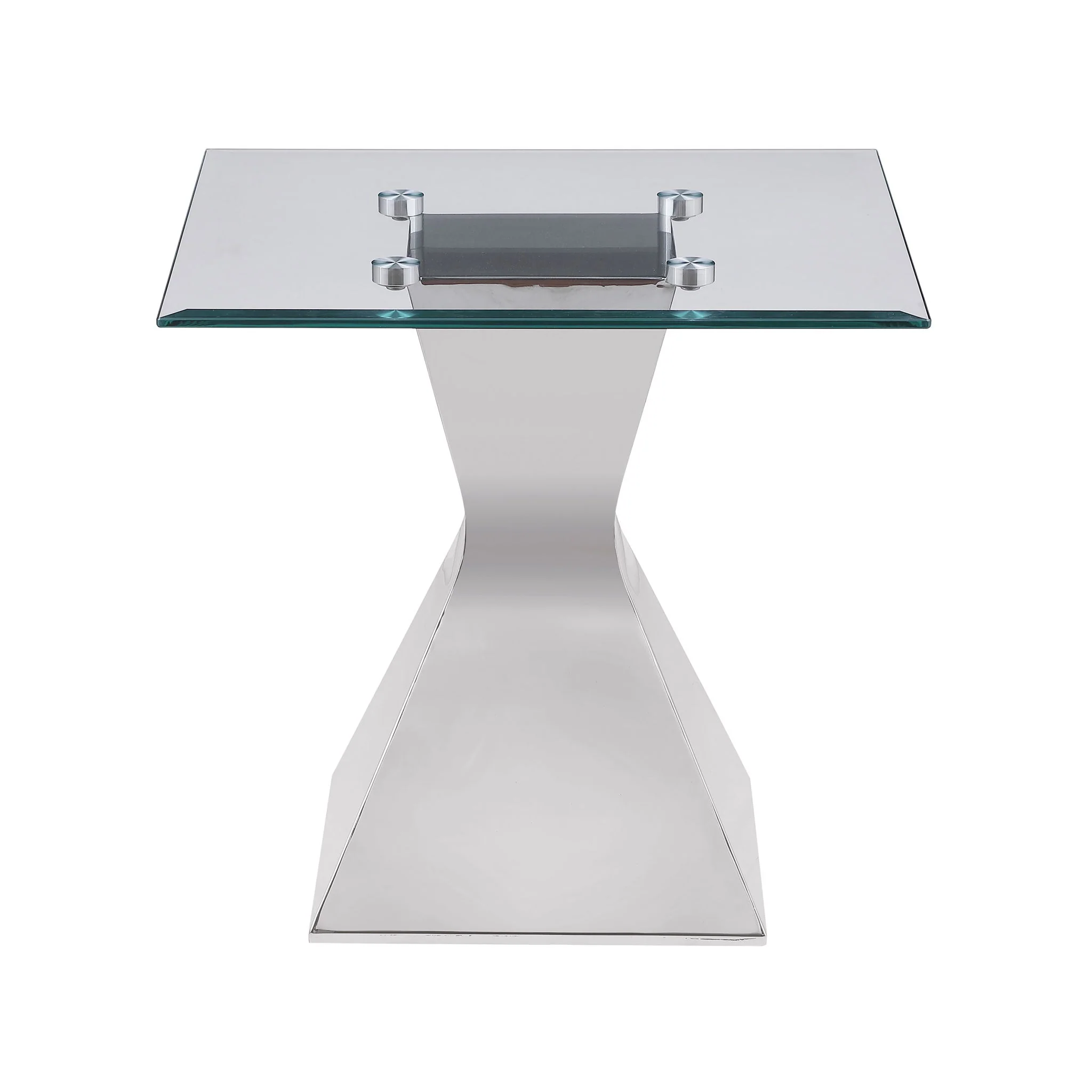 Jenny Glass Top Stainless Steel Side End Table Chrome - Image 3