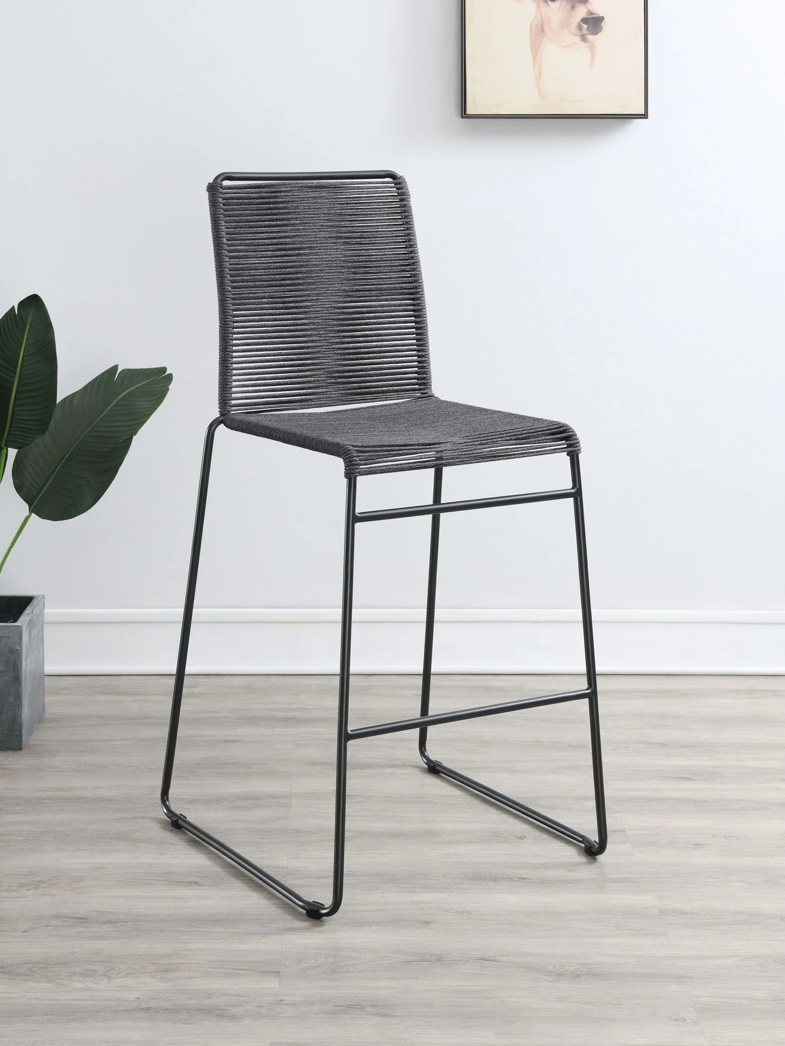 Jerome Woven Rope Metal Bar Chair Charcoal (Set of 2) - Image 4
