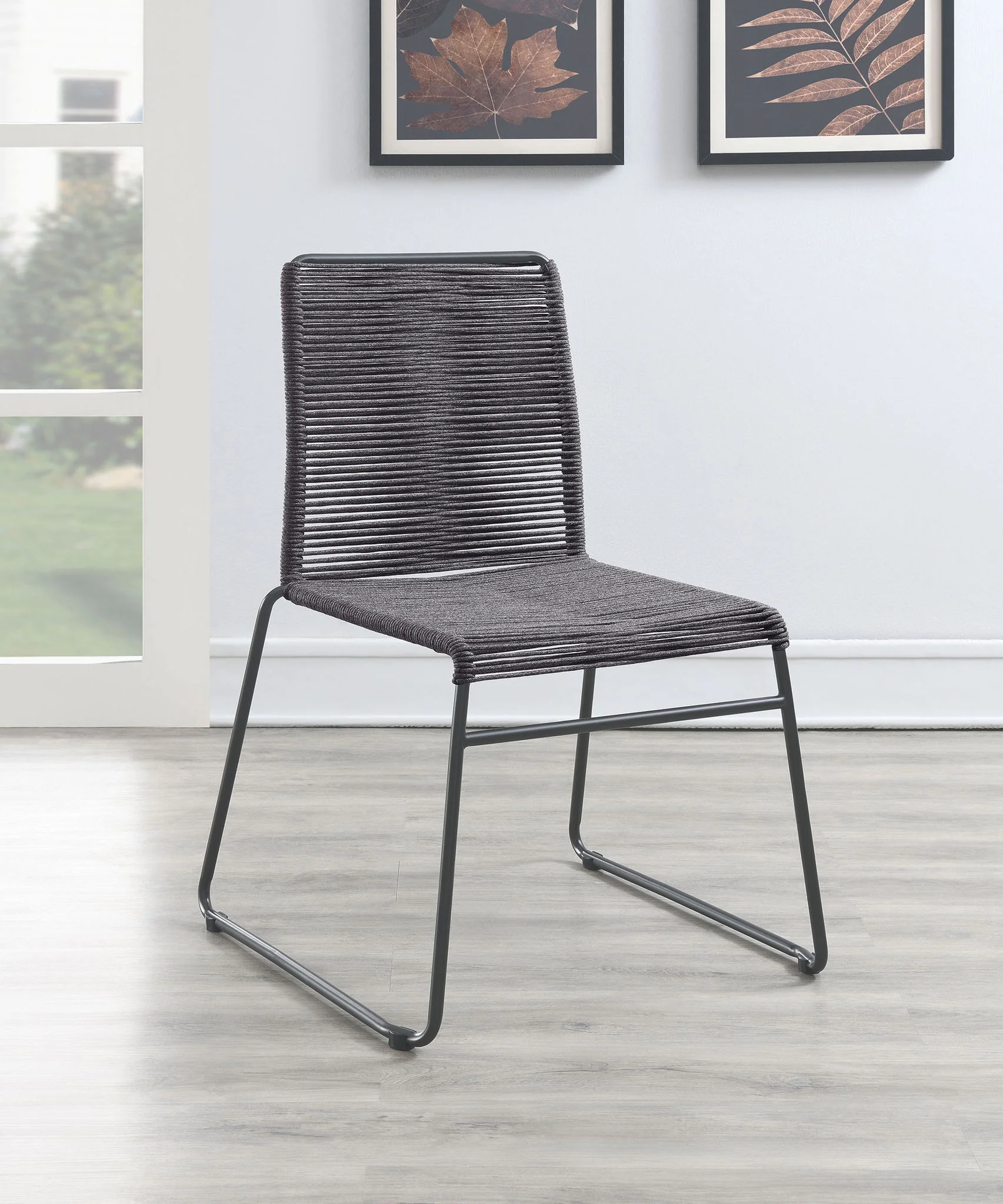 Jerome Woven Rope Stackable Side Chair Charcoal (Set of 2) - Image 3