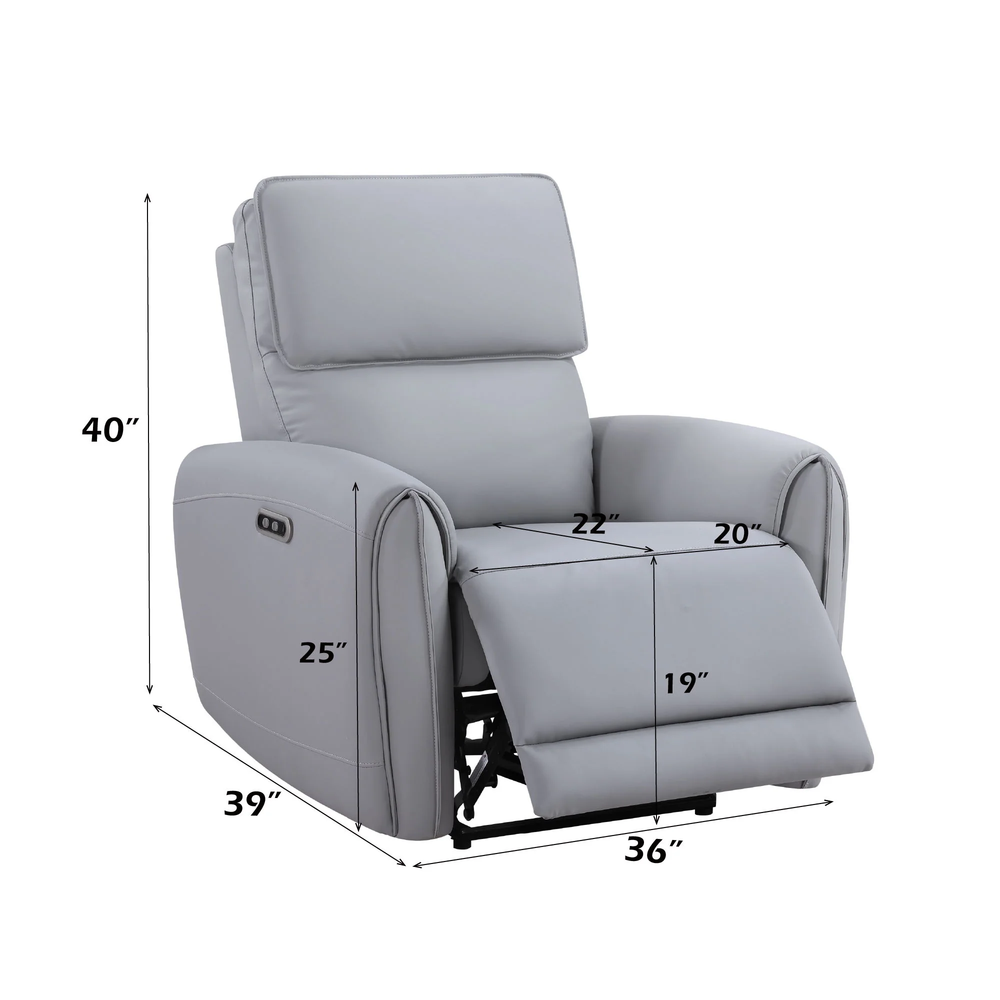 Jeromie - Power Motion Recliner With USB Port - Gray - Image 4