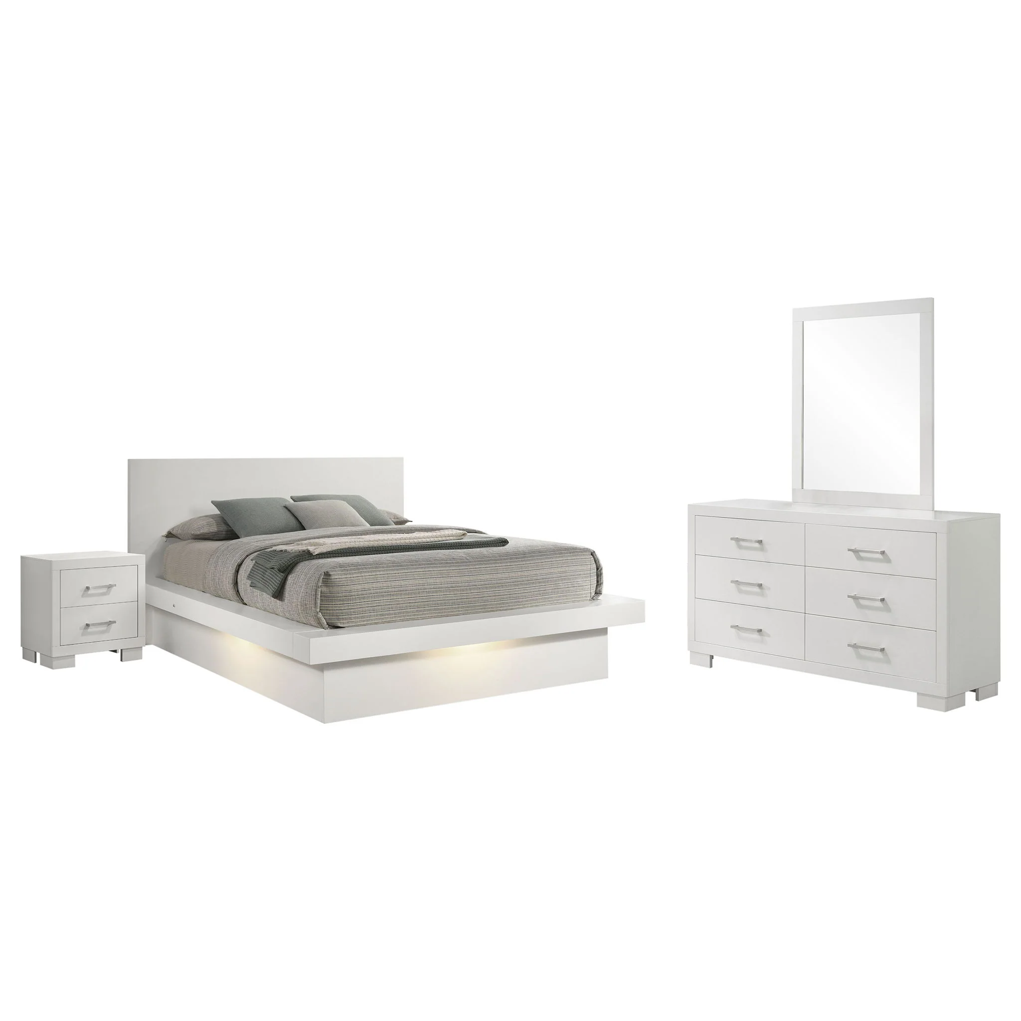 Jessica 4-piece Eastern King LED Bedroom Set Snow White - Image 4