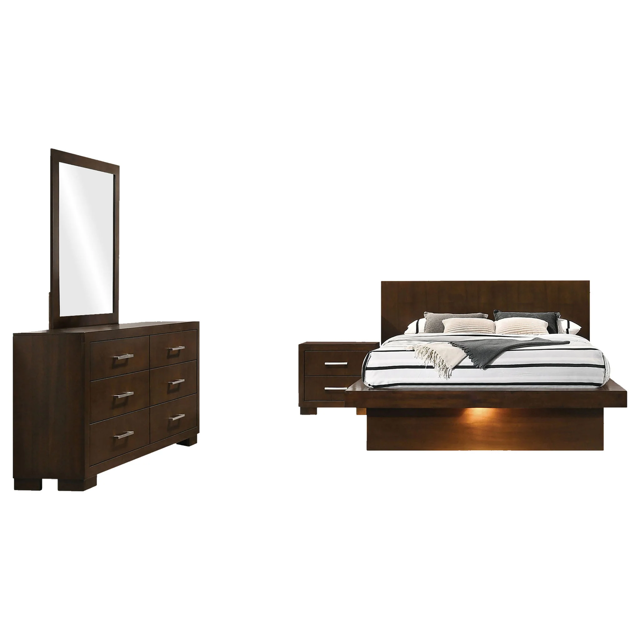 Jessica 4-piece Queen LED Bedroom Set Cappuccino - Image 2