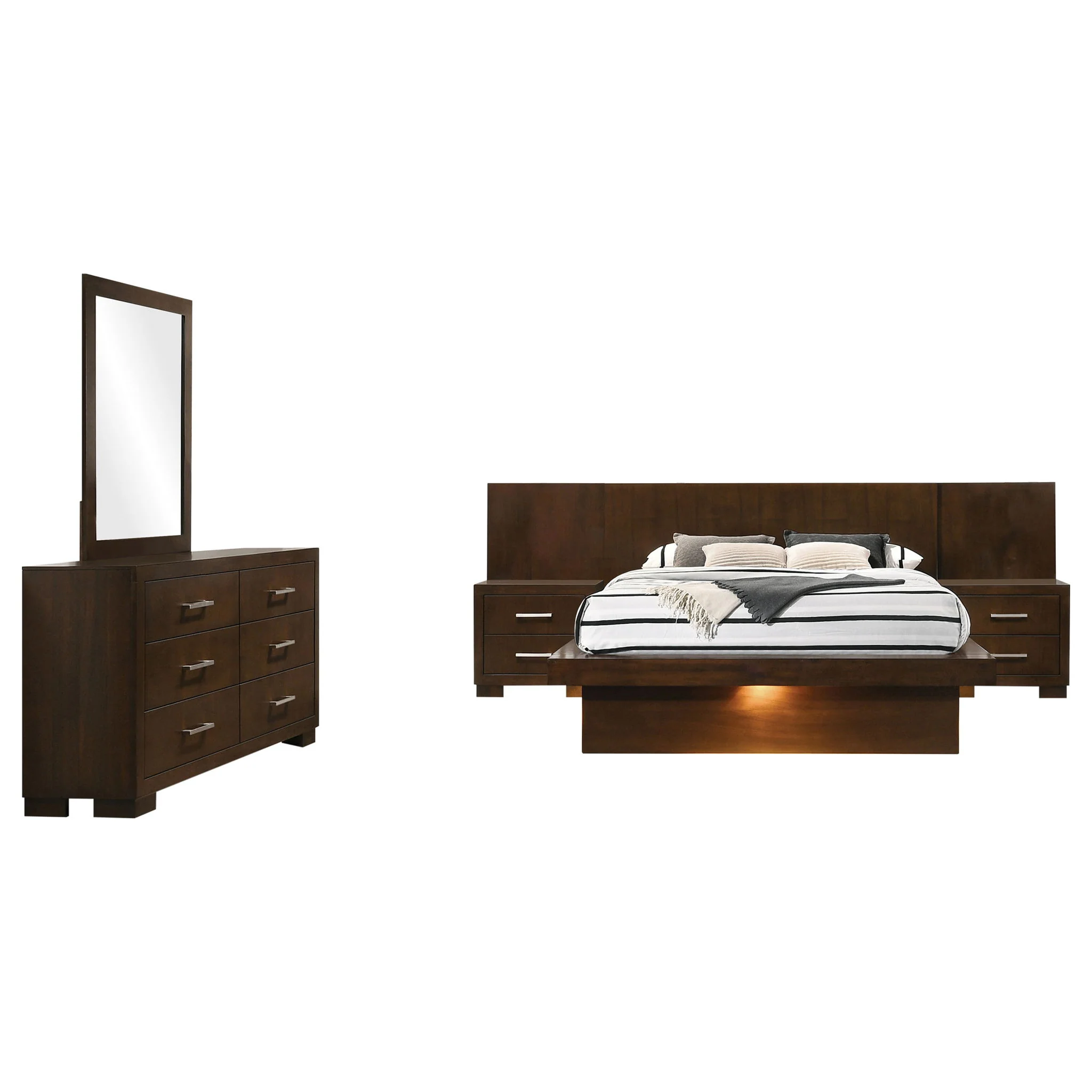 Jessica 5-piece Queen LED Bedroom Set Cappuccino - Image 2