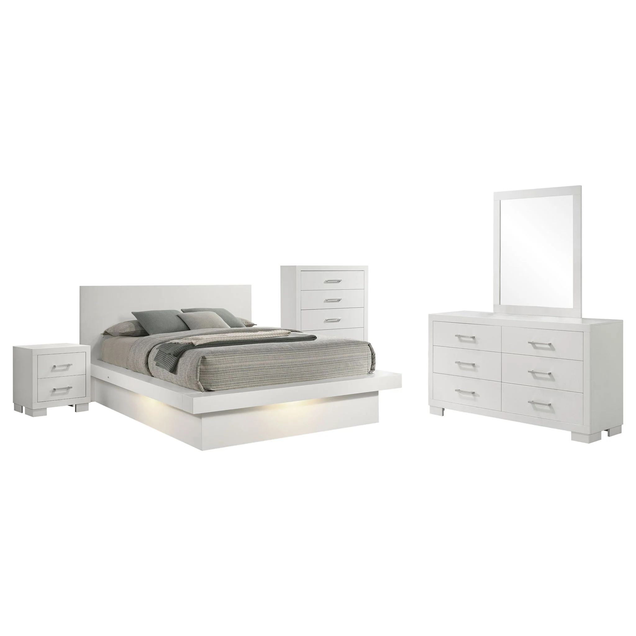 Jessica 5-piece Queen LED Bedroom Set Snow White - Image 2