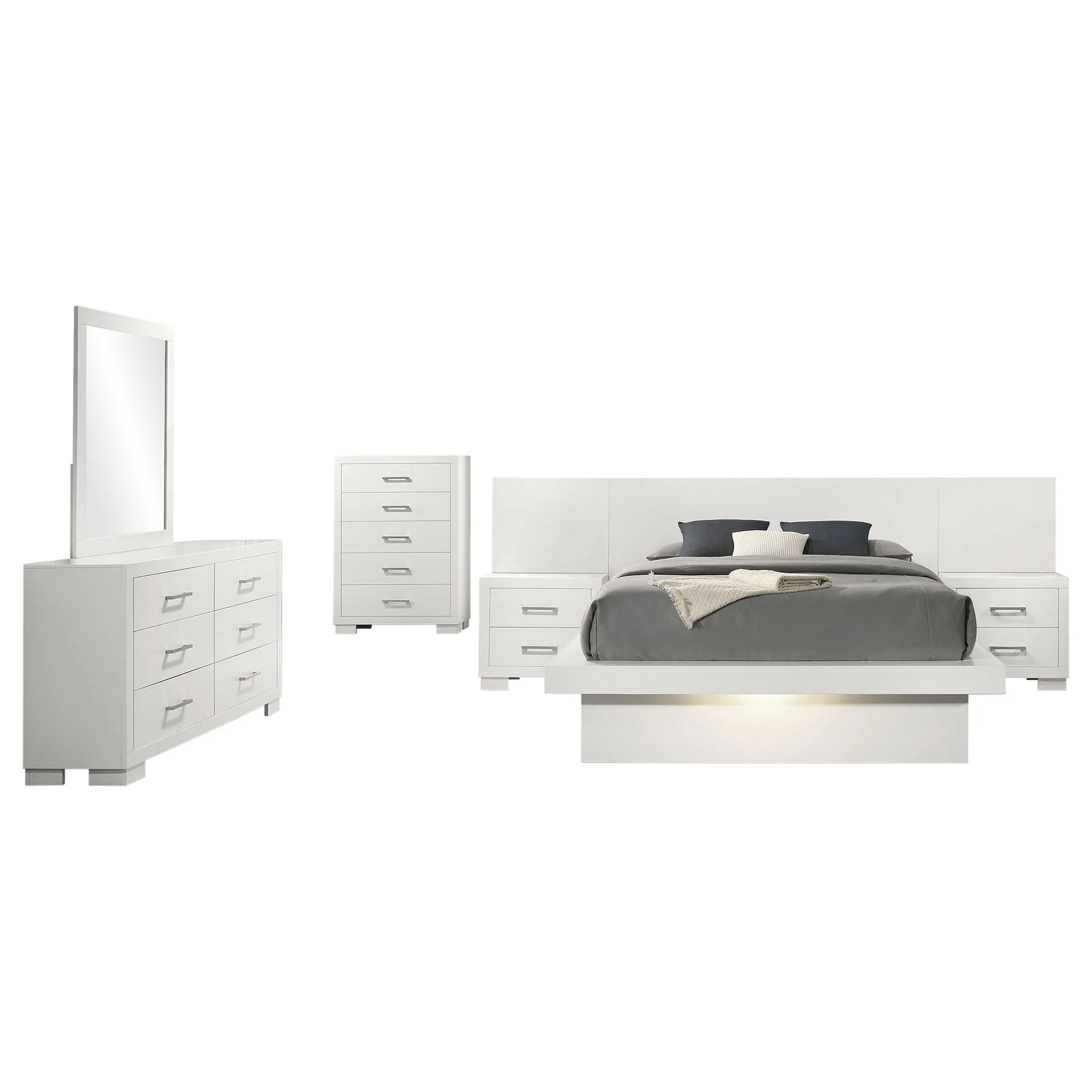 Jessica 6-piece Queen LED Bedroom Set Snow White - Image 4