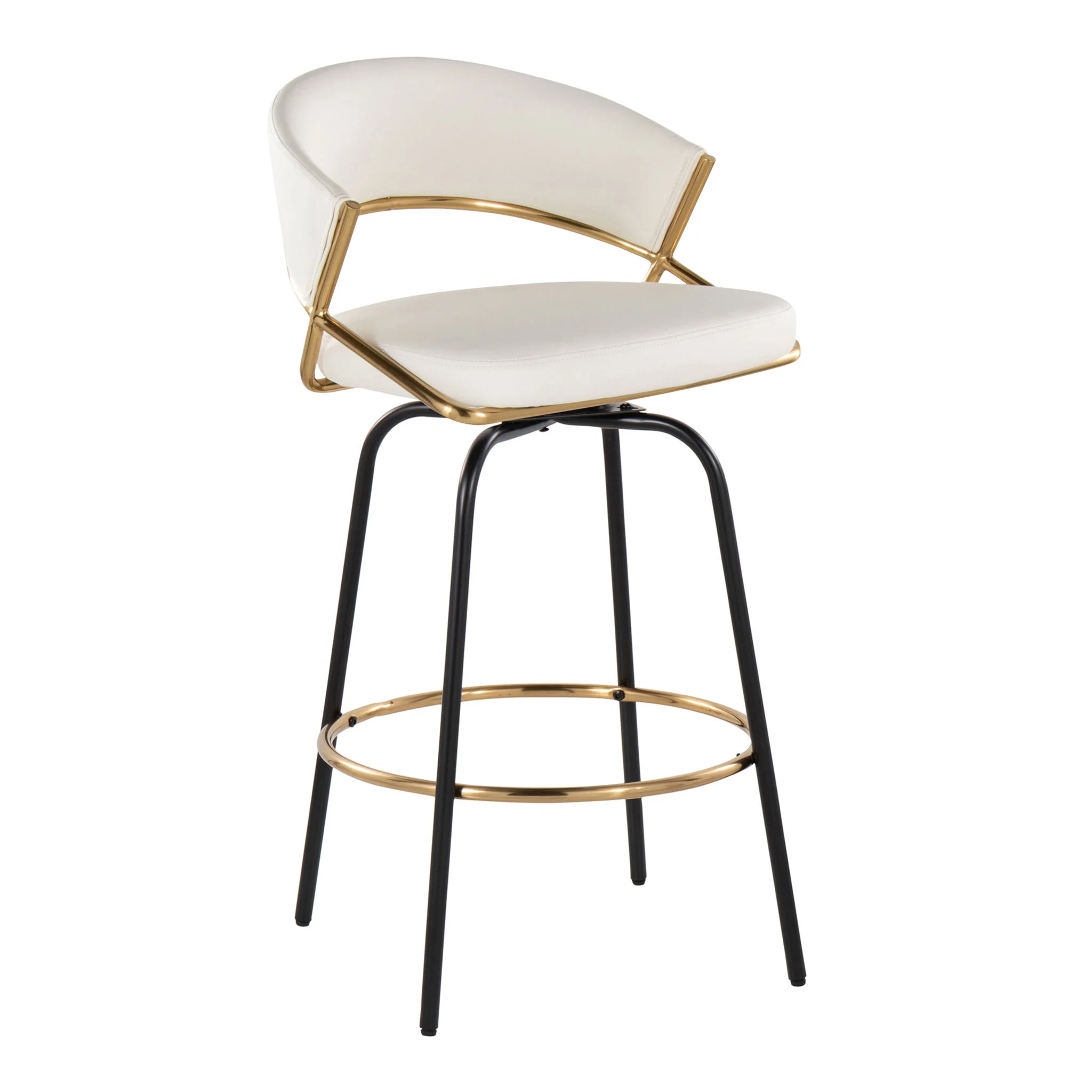Jie - Fixed Height Contemporary Counter Stool With Swivel Round Footrest (Set of 2) - Image 4