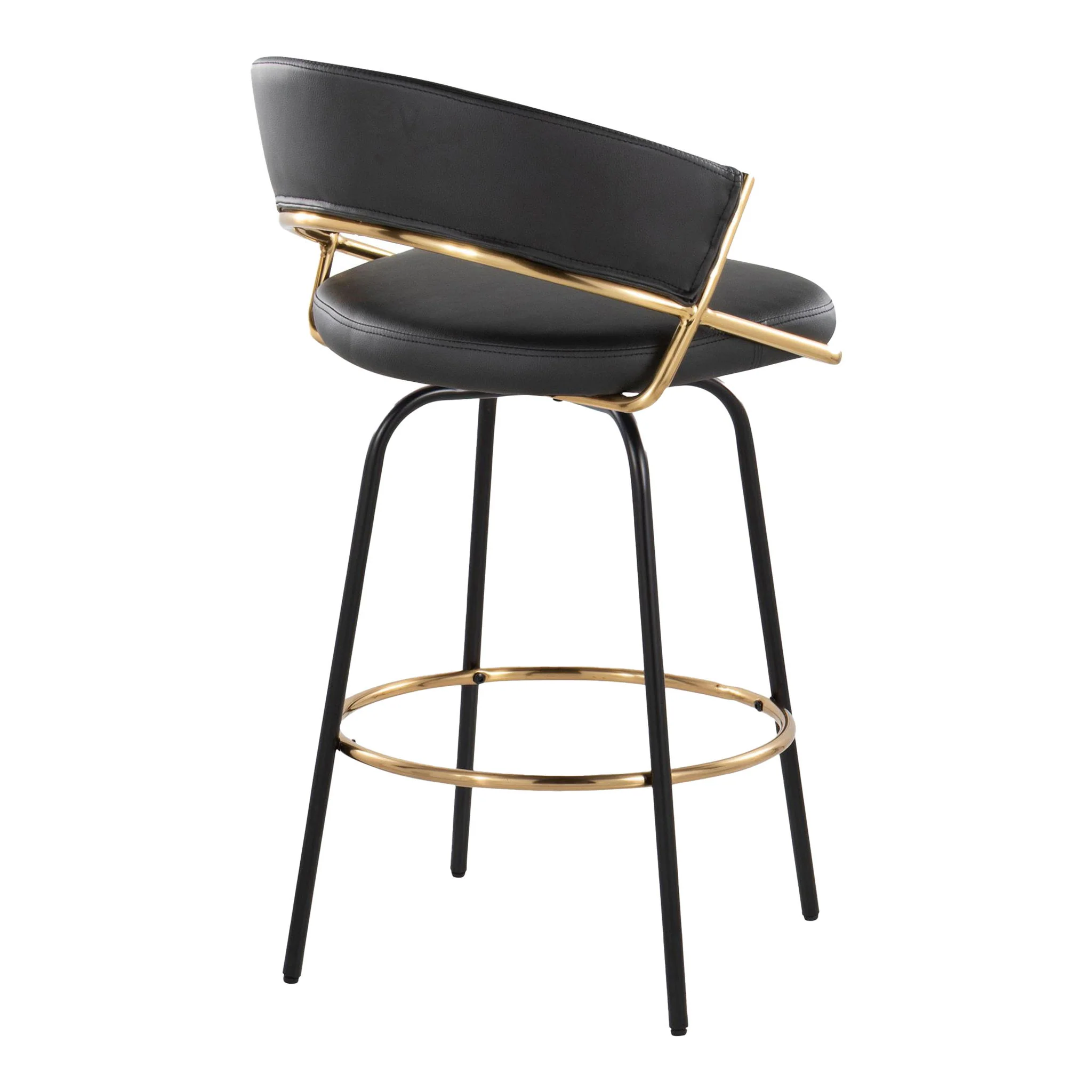 Jie - Fixed Height Contemporary Counter Stool With Swivel Round Footrest (Set of 2) - Image 5