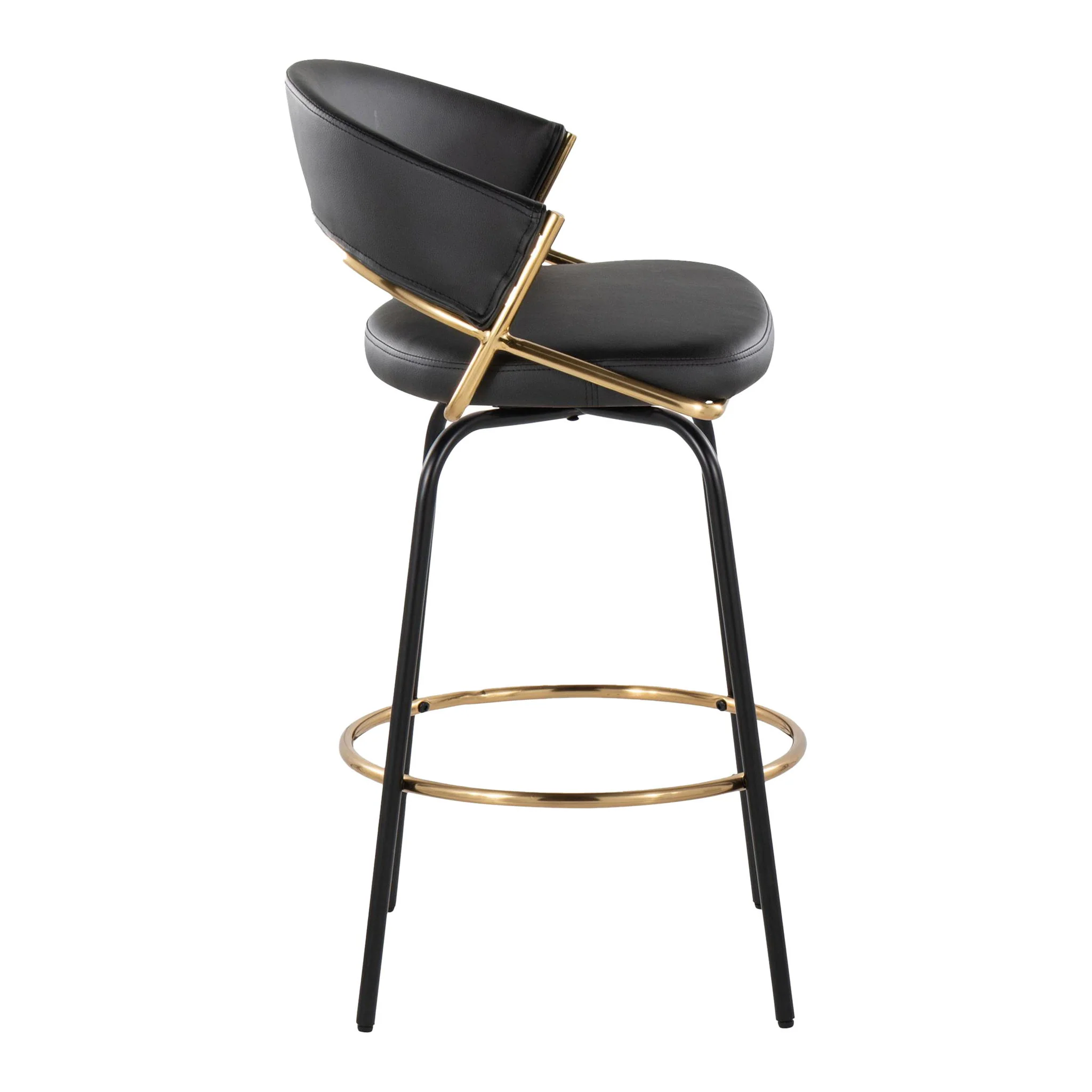 Jie - Fixed Height Contemporary Counter Stool With Swivel Round Footrest (Set of 2) - Image 6